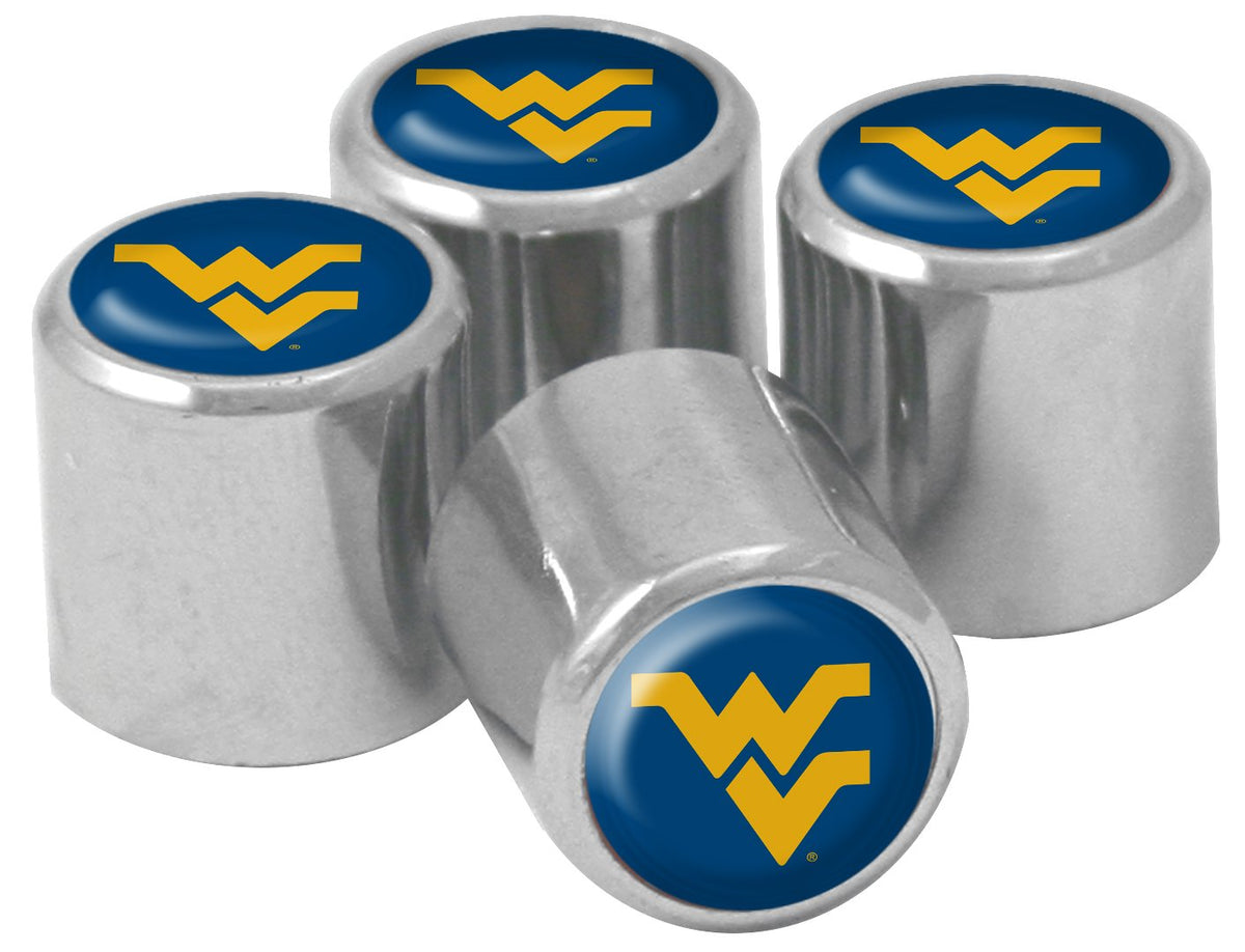 NCAA West Virginia Mountaineers Metal Tire Valve Stem Caps, 4-Pack