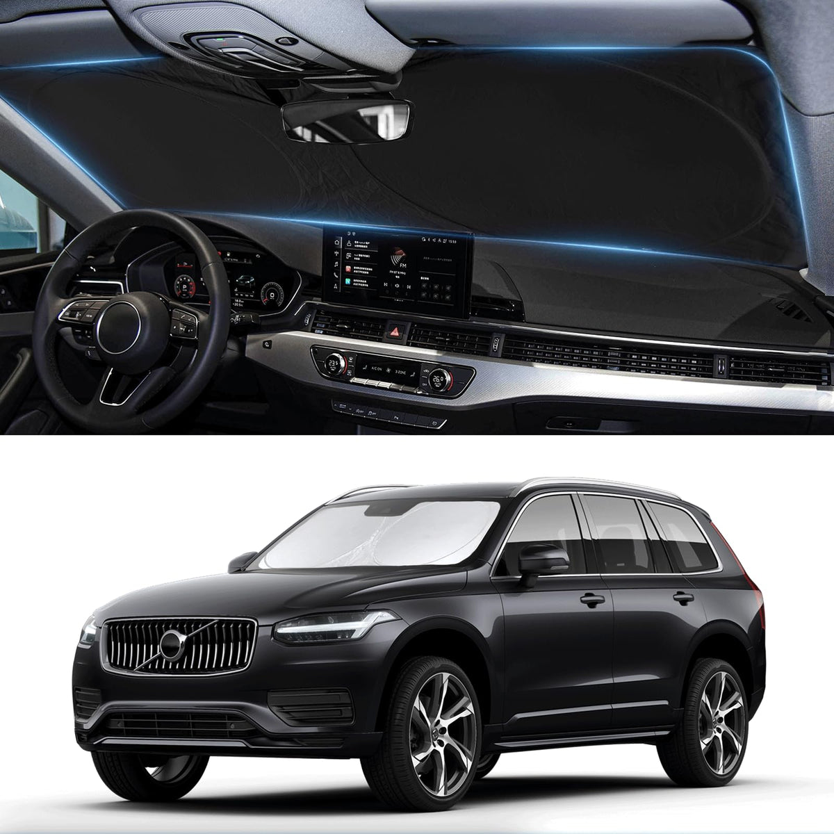 Custom Fit XC90 Windshield Sunshade for 2016 2017 2018 2019-2024 2025 Volvo XC90 SUV Interior Accessories Front Window Shield 21