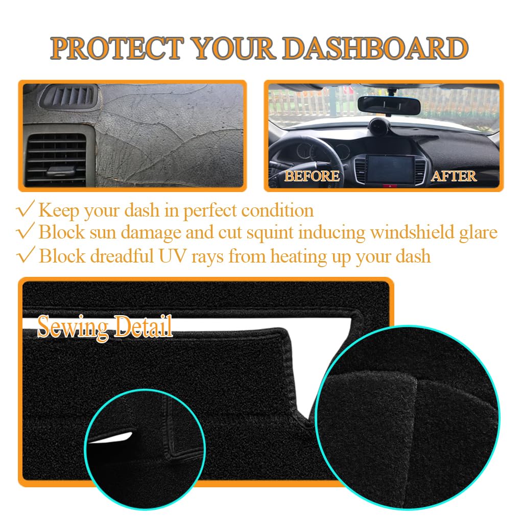 Yiz Dash Cover Mat Custom Fit For Nissan Frontier 2022 2023 2024,Dashboard Cover Pad Carpet (Black) J161