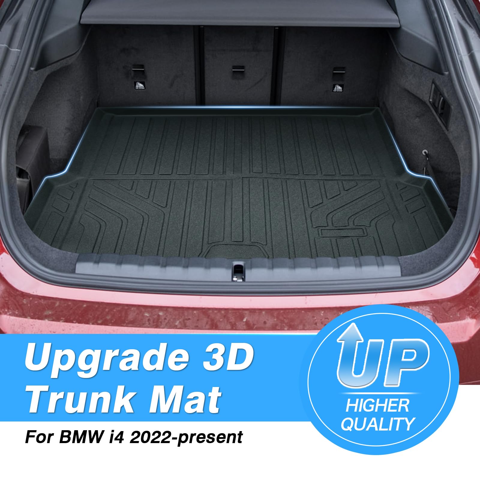 Powerty Cargo Mat Compatible For Bmw I4 2022-2024 2025 Accessories All Weather Cargo Liner Tpe Rear Trunk Mat