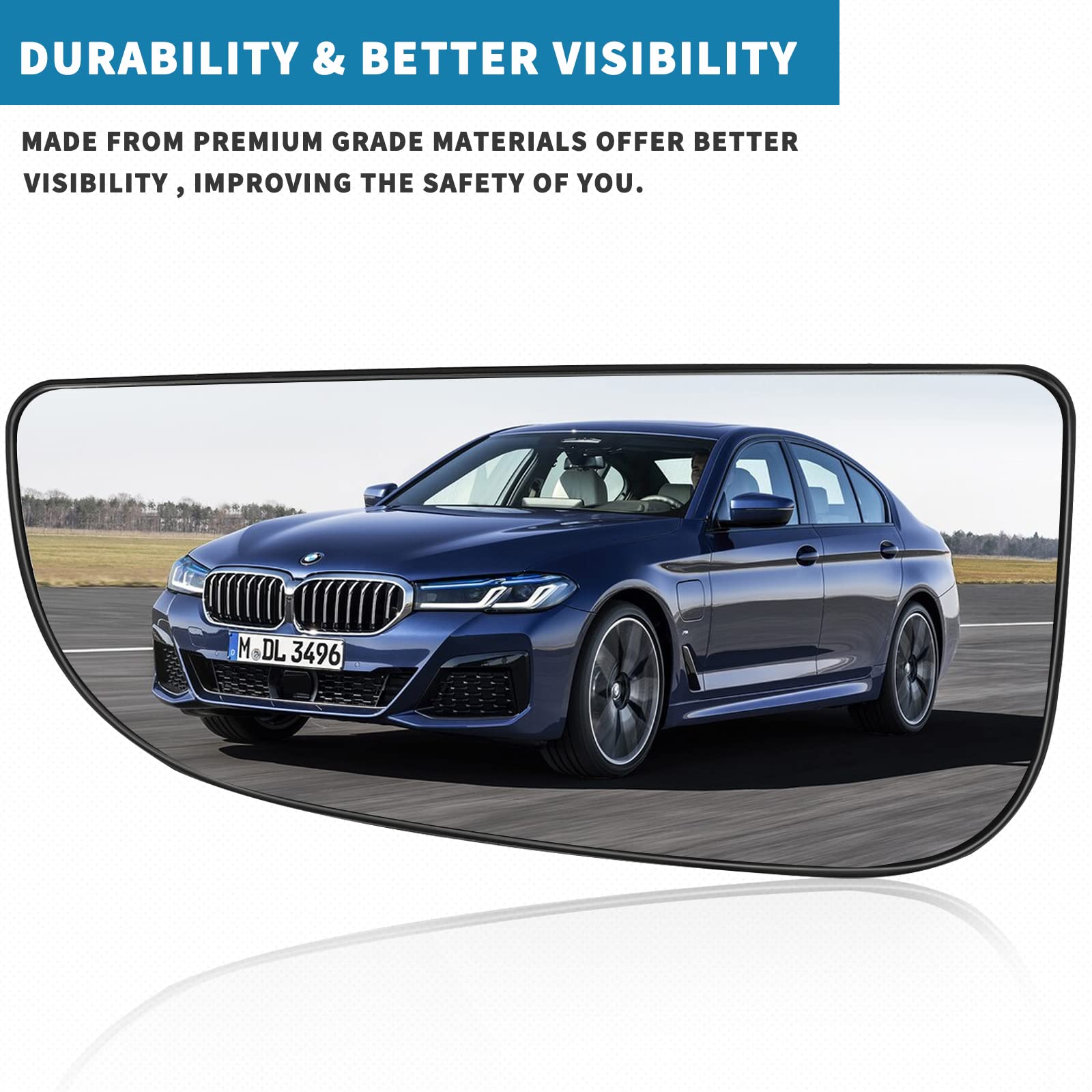 Passenger Side Lower Mirror Glass Compatible with 2009-2020 Dodge Ram 1500 2500 3500 4500 5500 Towing Mirrors - Right Side View Pass Convex Mirror w/Backing Plate Replace# 68067730AA