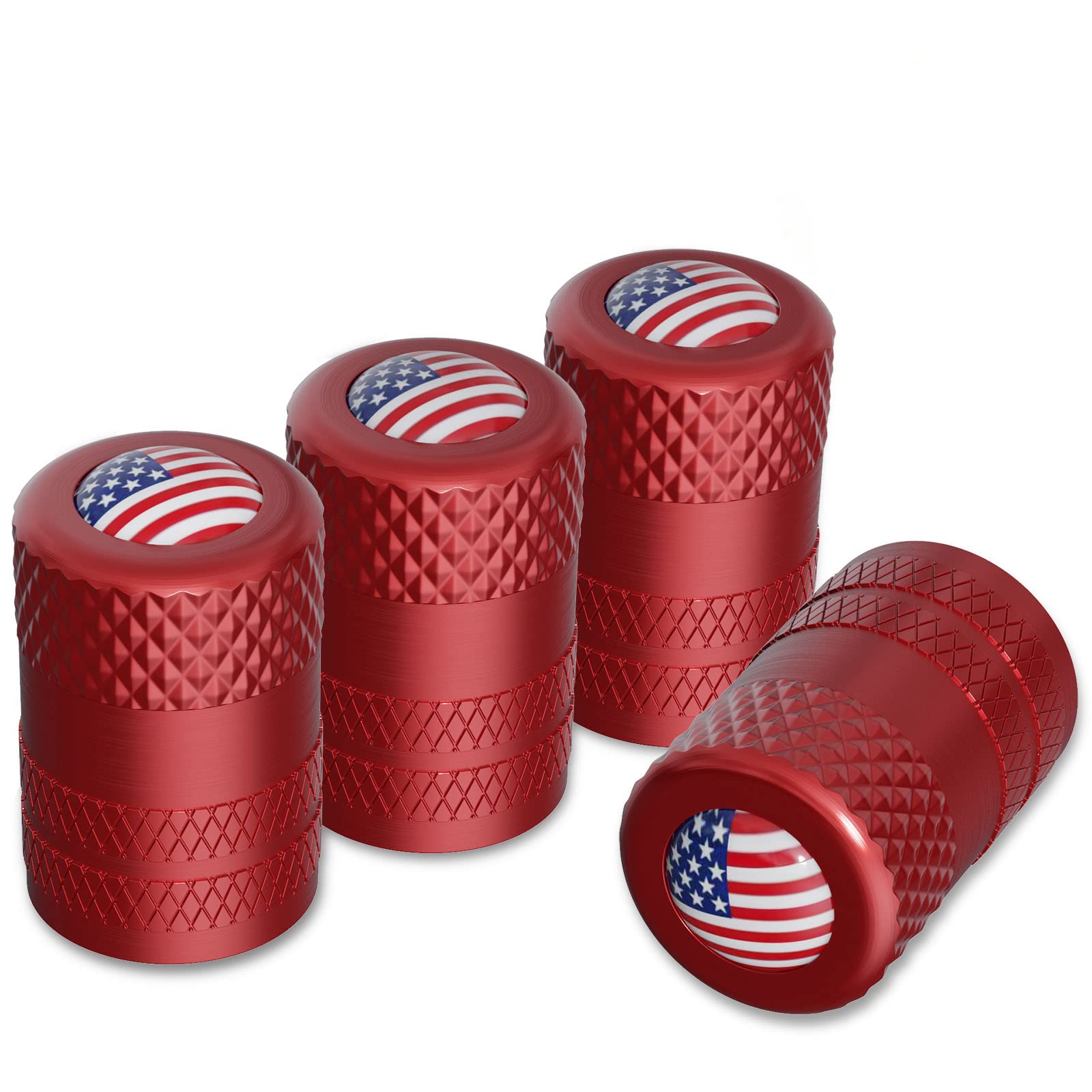 Ckauto American Flag Valve Stem Caps, Aluminum Usa Tire Valve Caps, Universal Dust Proof Stem Covers For Cars, Trucks, Bikes, Mo