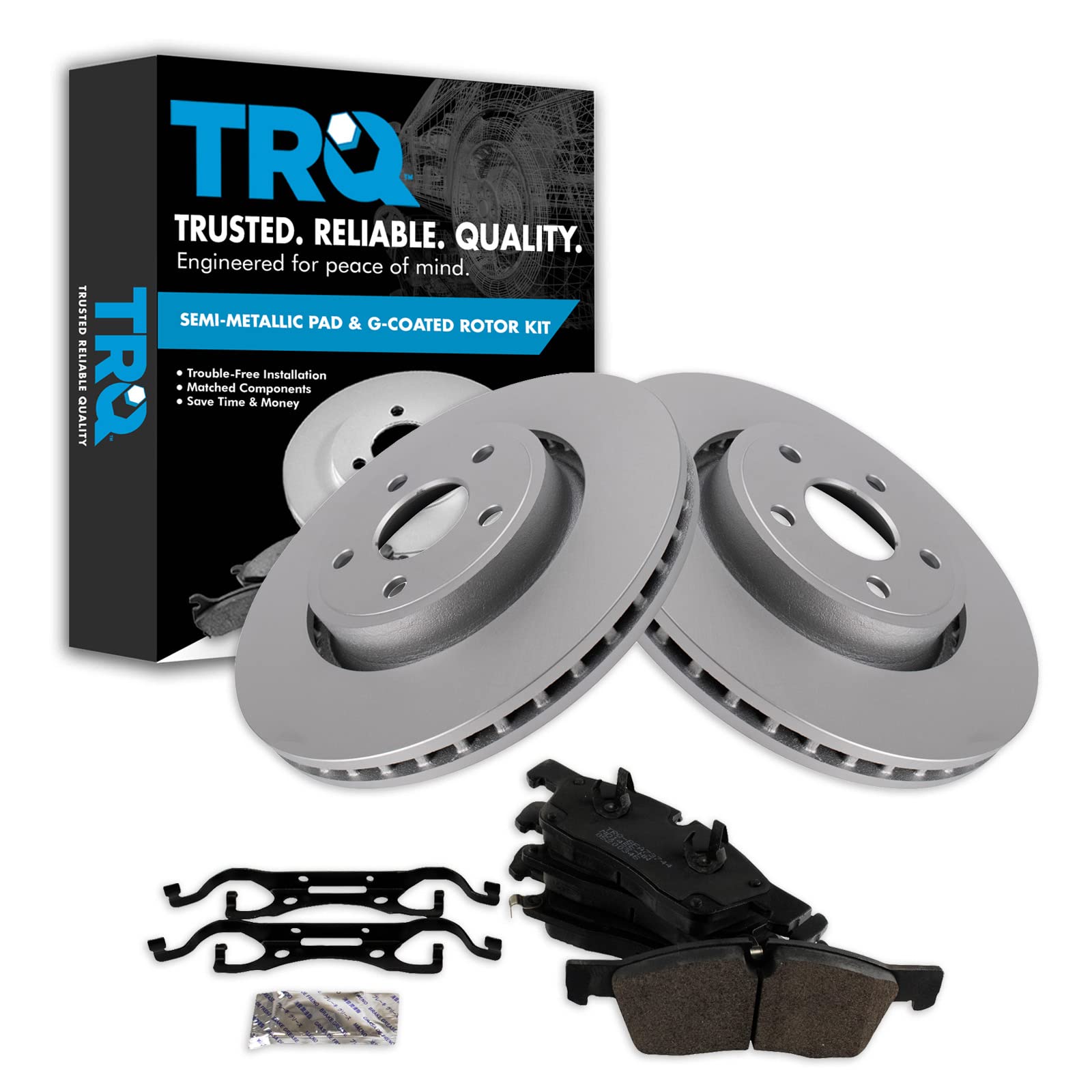 Trq Brake Pad & Rotor Kit Premium G-Coated Semi-Metallic Front Compatible With 2011-2016 Dodge Durango Jeep Grand Cherokee