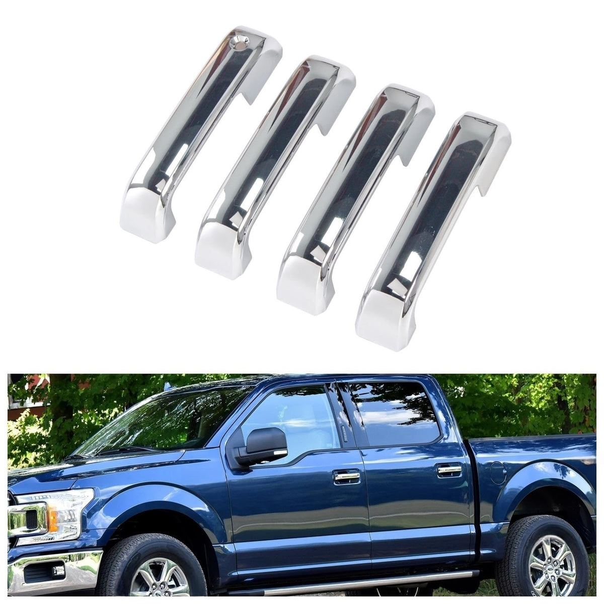 AUCERAMIC 4 PCS Chrome Door Handle Covers Trims for 2015-2020 Ford F-150 2017-2022 Ford F-250/F-350/F-450/F-550 Super Duty W/O S