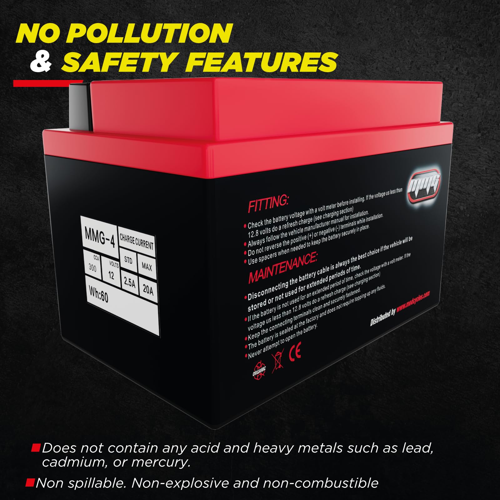 MMG YTZ10S Z10S 12V Lithium Ion Sealed Motorcycle Battery - 300 CCA for Yamaha YZF-R1, R6, FZ8, FZ-07