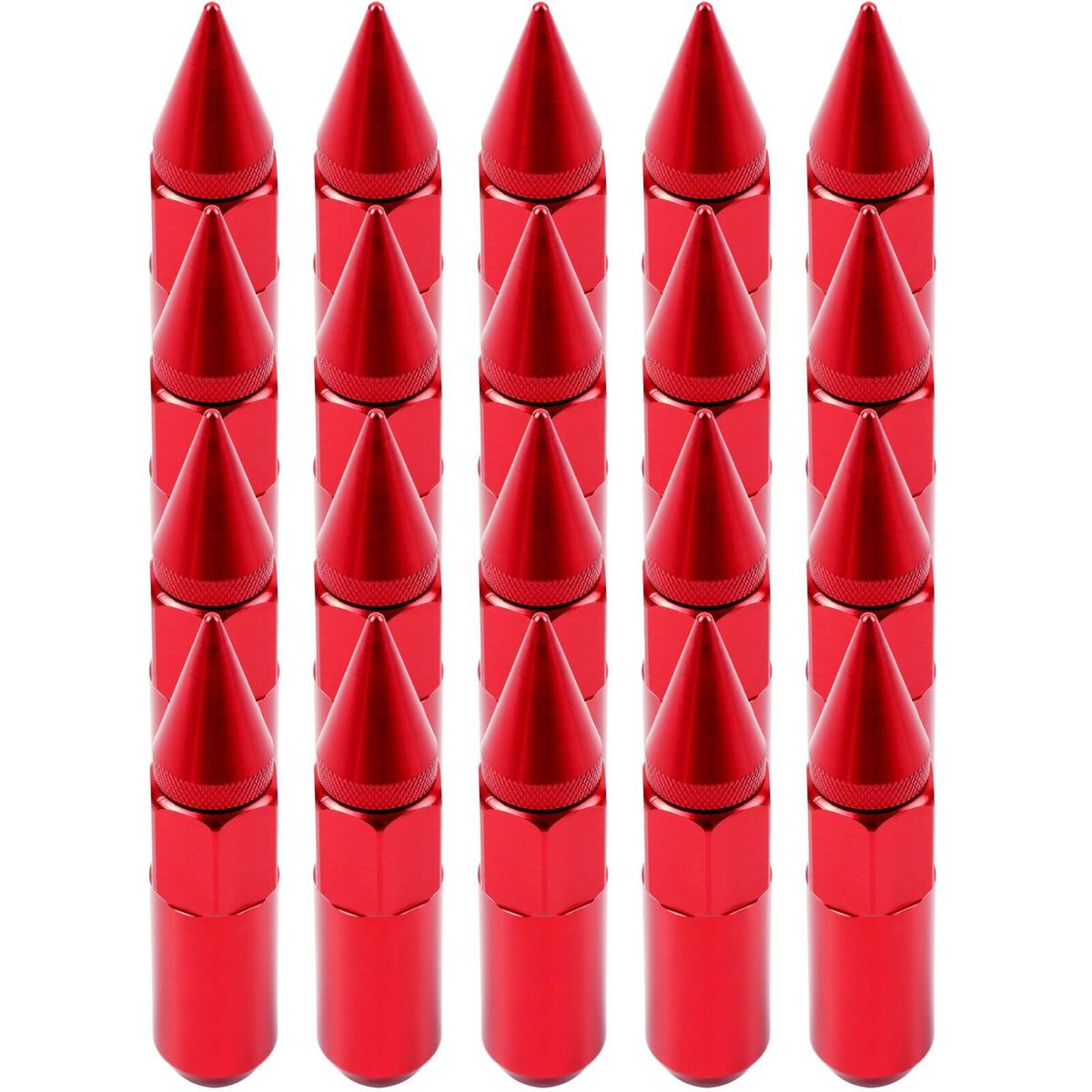 Eccpp 1/2 Wheel Lug Nuts 20Pcs 1/2-20 Thread Size Red Chrome Spike Extended Tuner Racing Lug Nuts