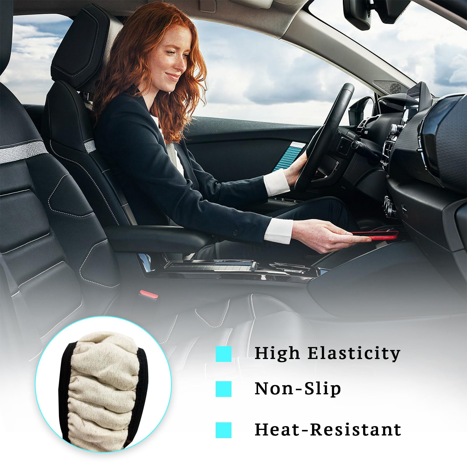 Ziciner Elastic Fuzzy Steering Wheel Cover, 15'' Soft Steering Wheel Protector For Warm Winter, Anti-Slip Fluffy Car Wheel Cover