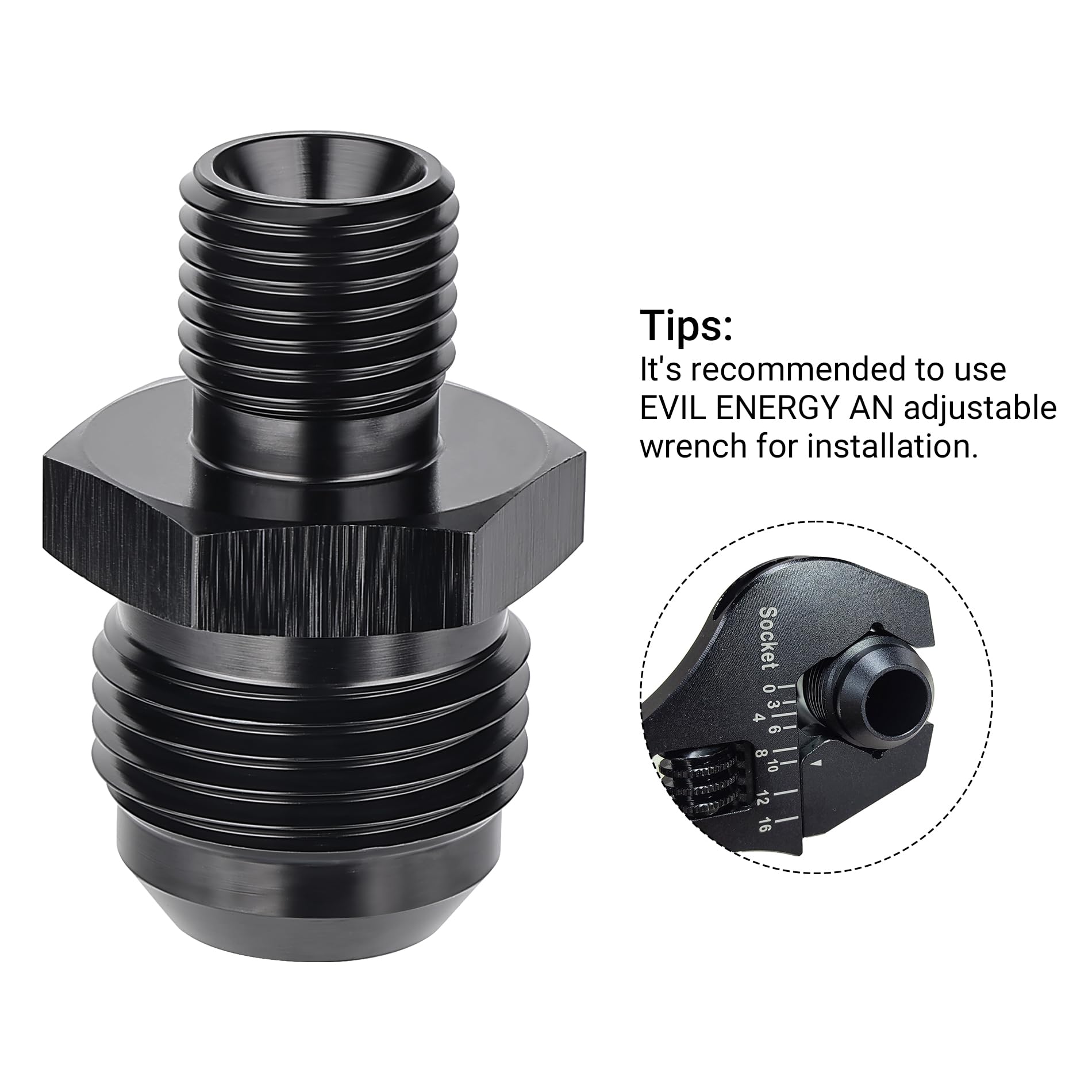 Evil Energy 10An Male Flare To M14 X 1.5Mm Male Metric Fitting Adapter Aluminium Alloy 2Pcs