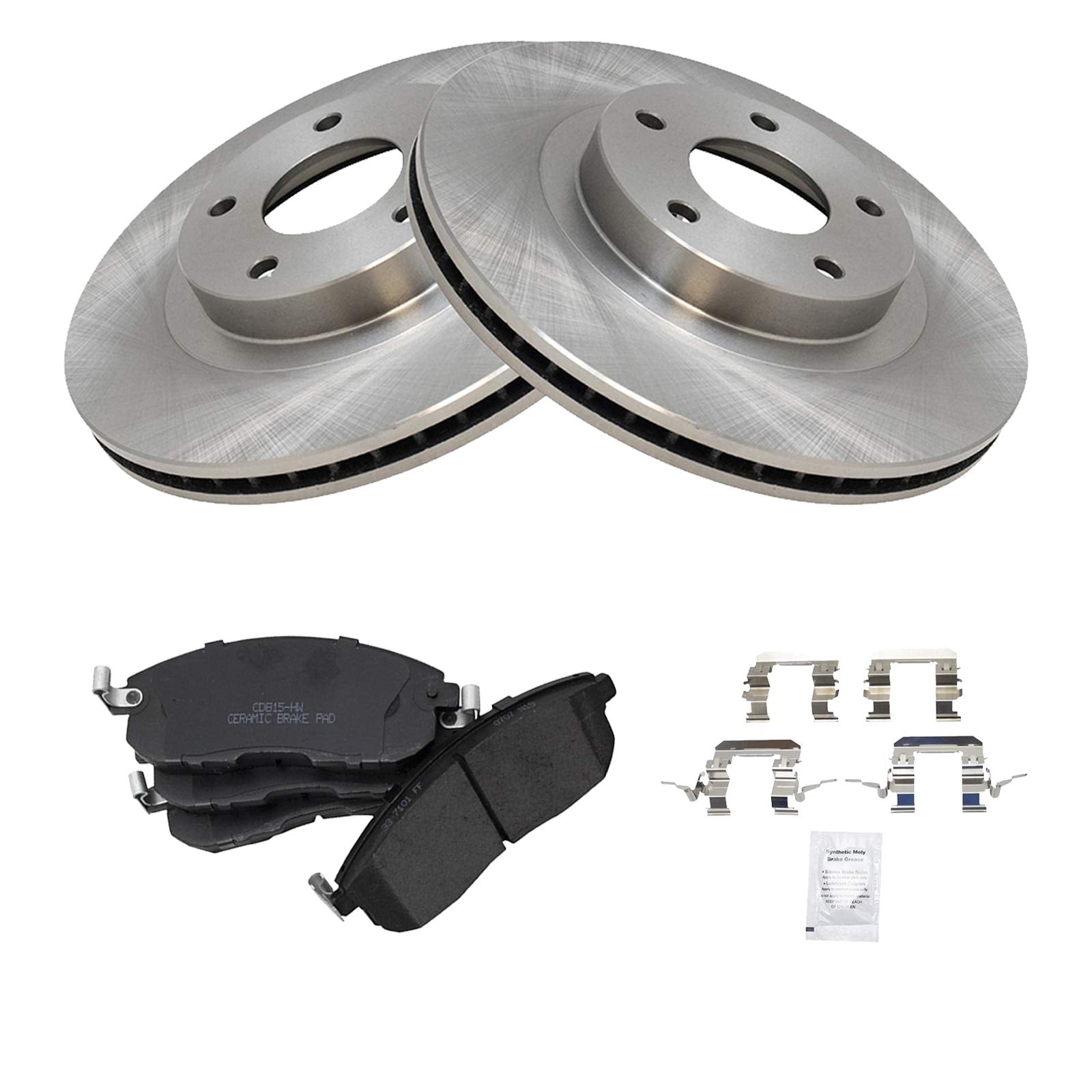 Trq Front Brake Pad & Rotor Kit Brake Pads Brake Rotor Ceramic Compatible With 2002-2004 Infiniti I35 2002-2006 Nissan Altima 20