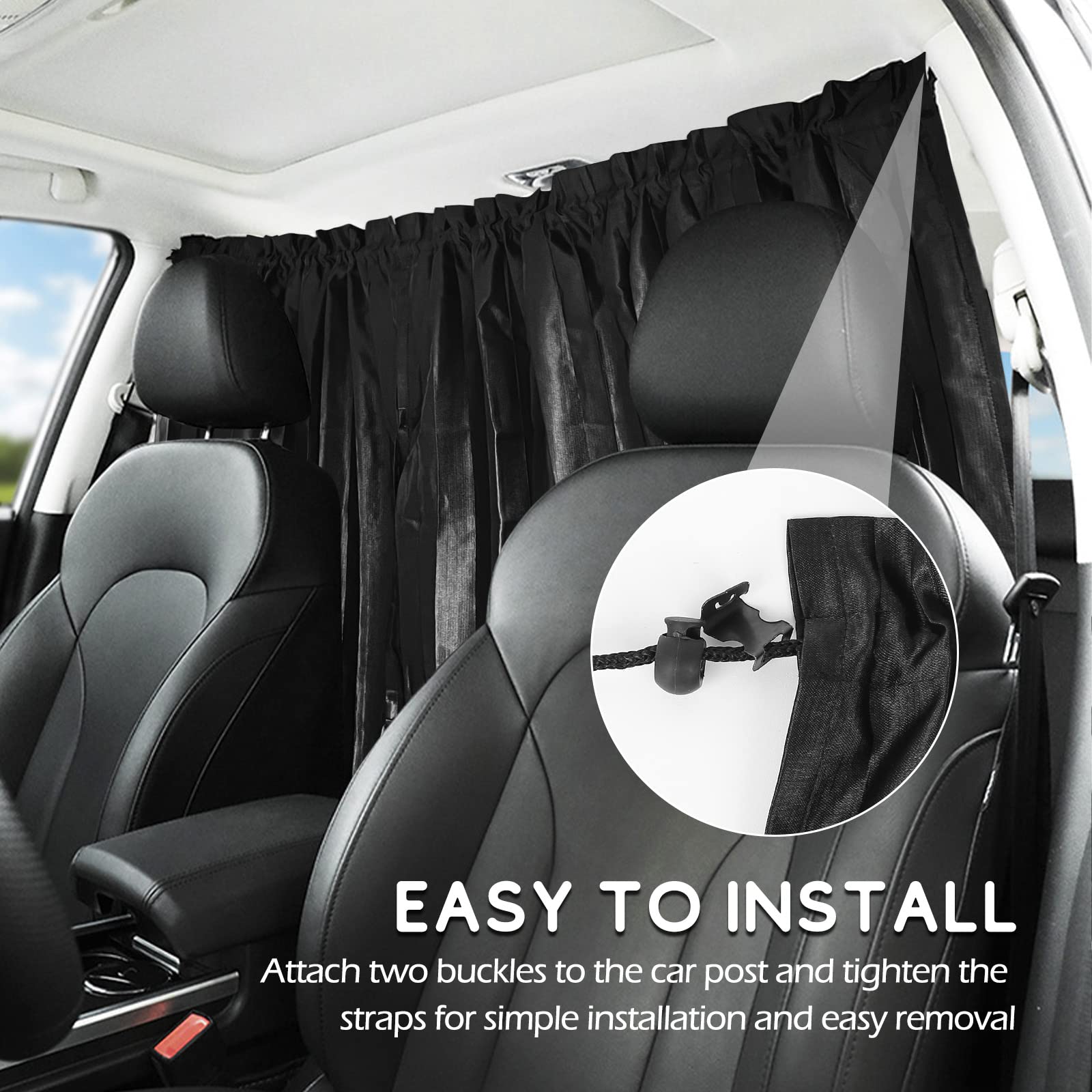 Zatooto Car Curtains - Divider Privacy Window Sun Shade - Side Windshield Magnetic Sunshades Covers - Travel Removable Simple