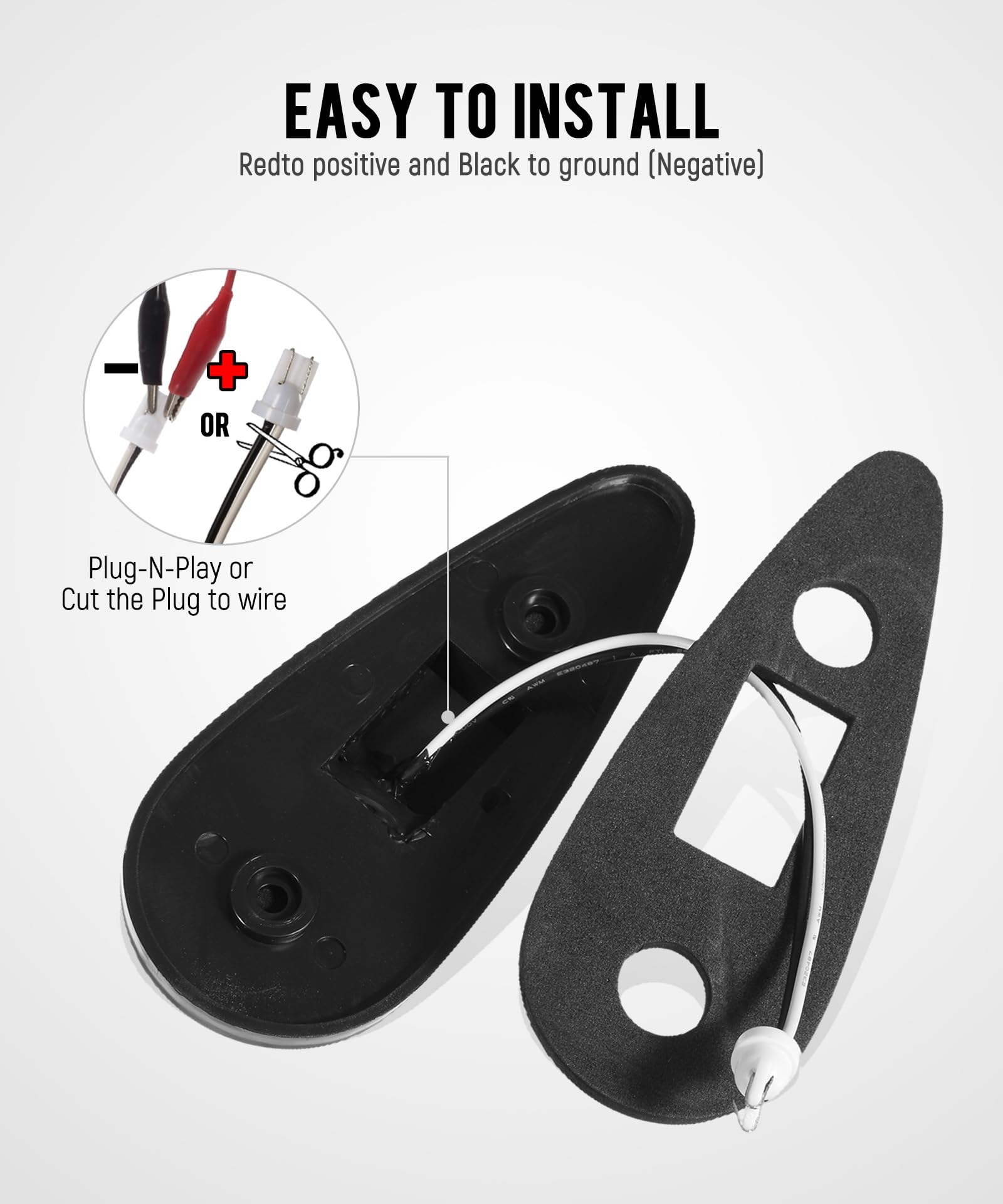 Partsam 5Pcs Front Rear Smoke Lens Teardrop Cab Light 9Led Amber Cab Marker Light Top Clearance Roof Running Light With Wiring P