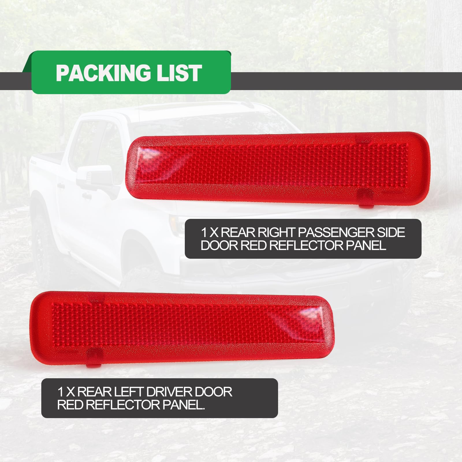 1 Pair Rear Left Driver And Right Passenger Side Door Red Reflector Panel, Safety Alert Light Cover, Compatible With Chevrolet G