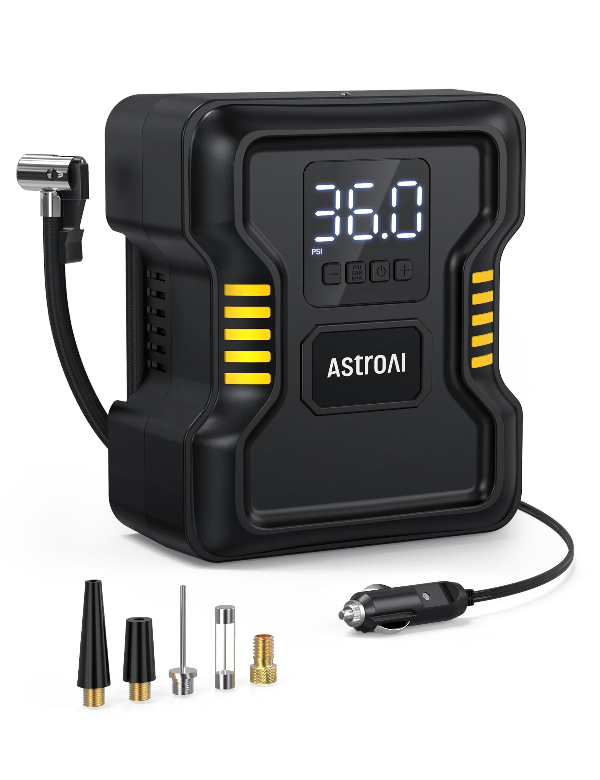 Astroai Tire Inflator Air Compressor Portable 150Psi Metal Cylinder Fast Inflation Pump For Car Tires 12V Dc Tire Pump With Led