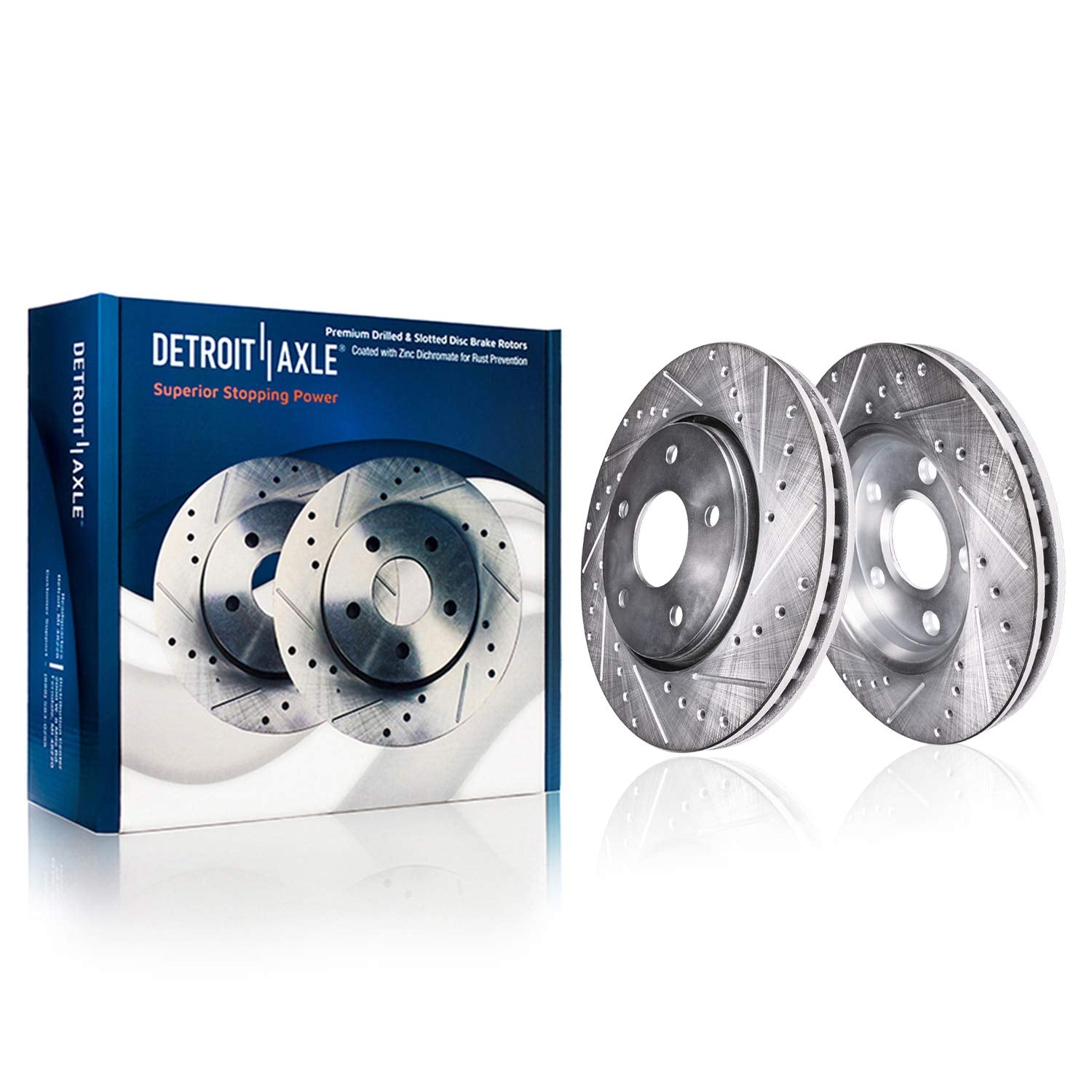 Detroit Axle - Brake Kit For 2002-2005 Dodge Ram 1500, 2004-2006 Durango, Front & Rear Drilled Slotted Brakes Rotors Replacement