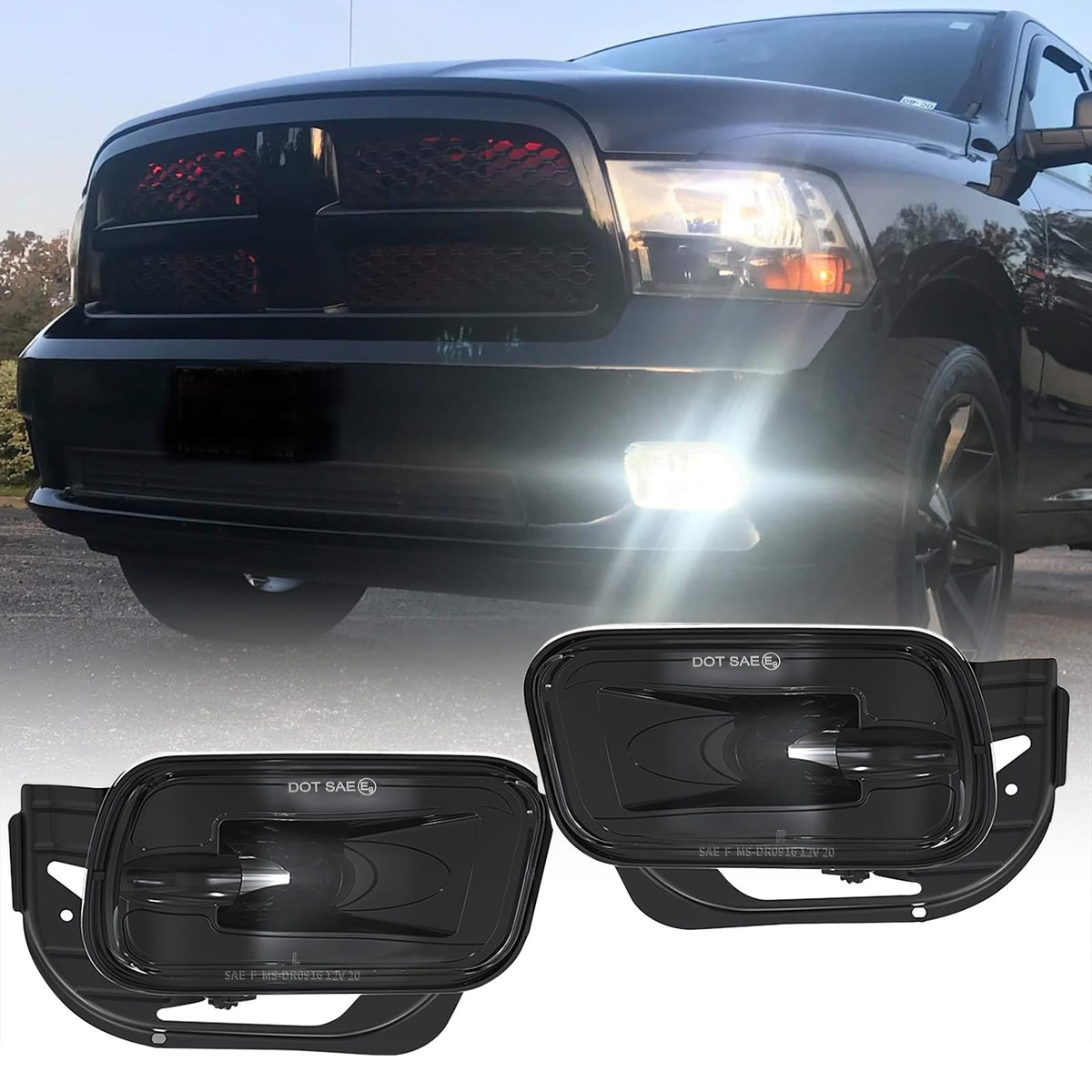 Bicyaco Led Fog Light Compatible With Dodge Ram 1500 2009-2012 Dodge Ram 2500/3500 2010-2018 Pickup Truck W/Bracket Replacement