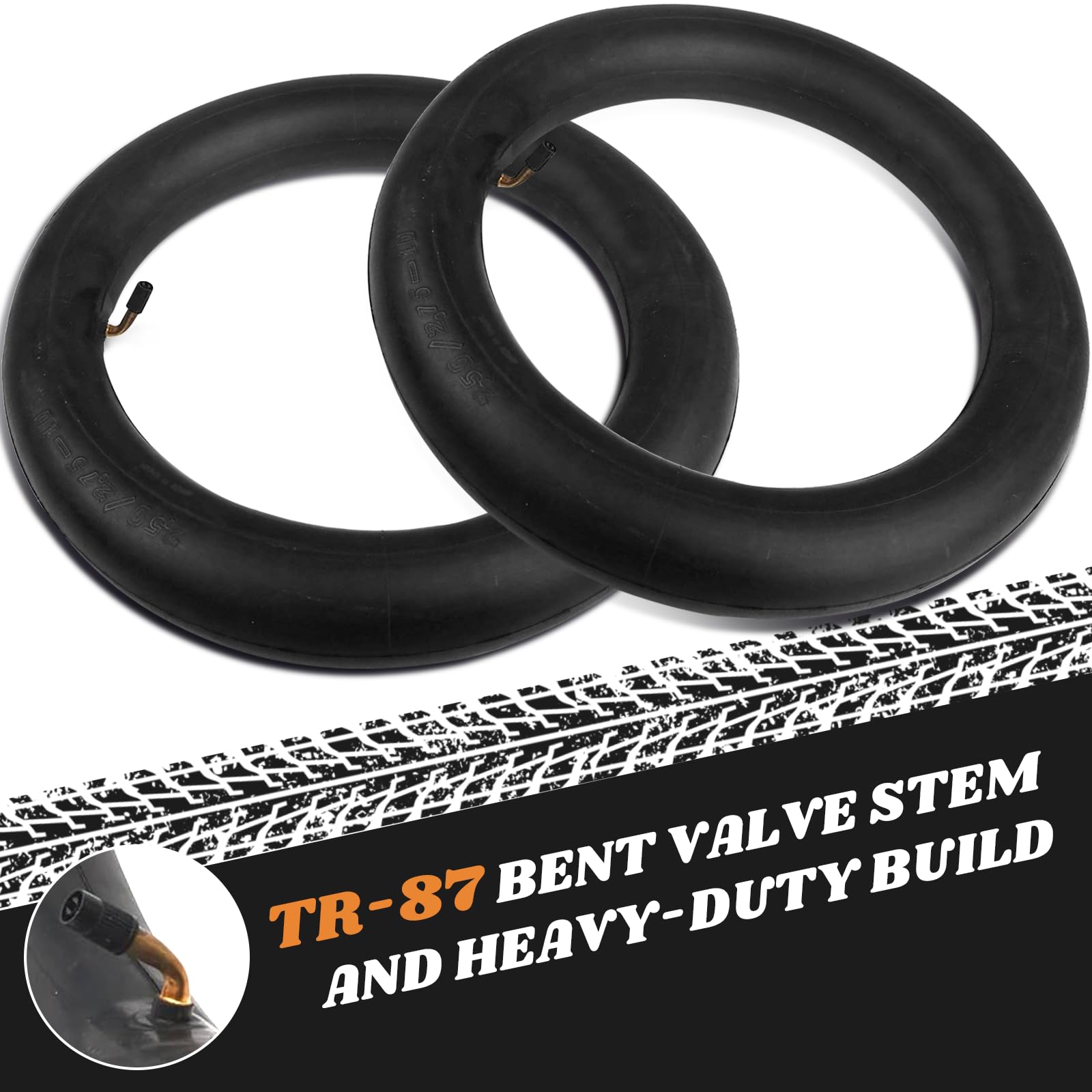 Ar-Pro (2-Pack) 2.50/2.75-10 Dirt Bike Replacement Inner Tube Heavy Duty With Tr-87 Bent Valve Stem, Compatible For Honda Crf50