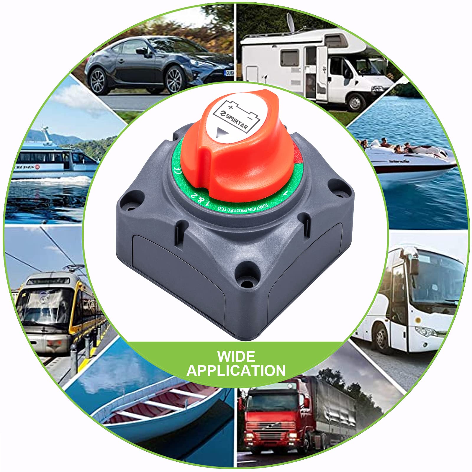 Spurtar Battery Disconnect Switch 1-2-Both-Off, DC 12V-48V Master Marine Battery Switch Power Cut Off for Marine Boat Car ATV RV