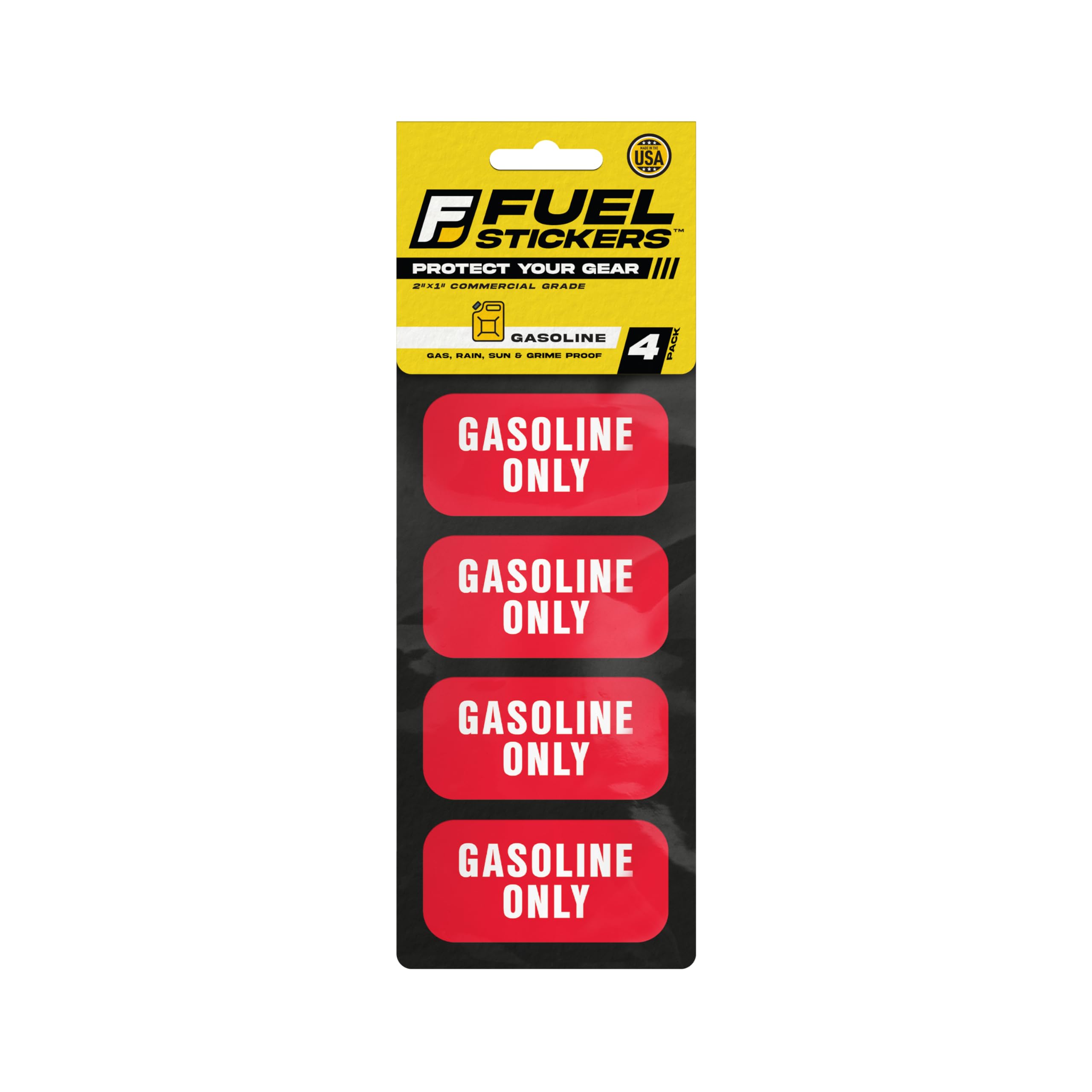 Gas Sticker, Gasoline Decals For Fuel Cans And Outdoor Power Equipment - Weather Proof, Extreme Stick, Commercial Grade Gasoline