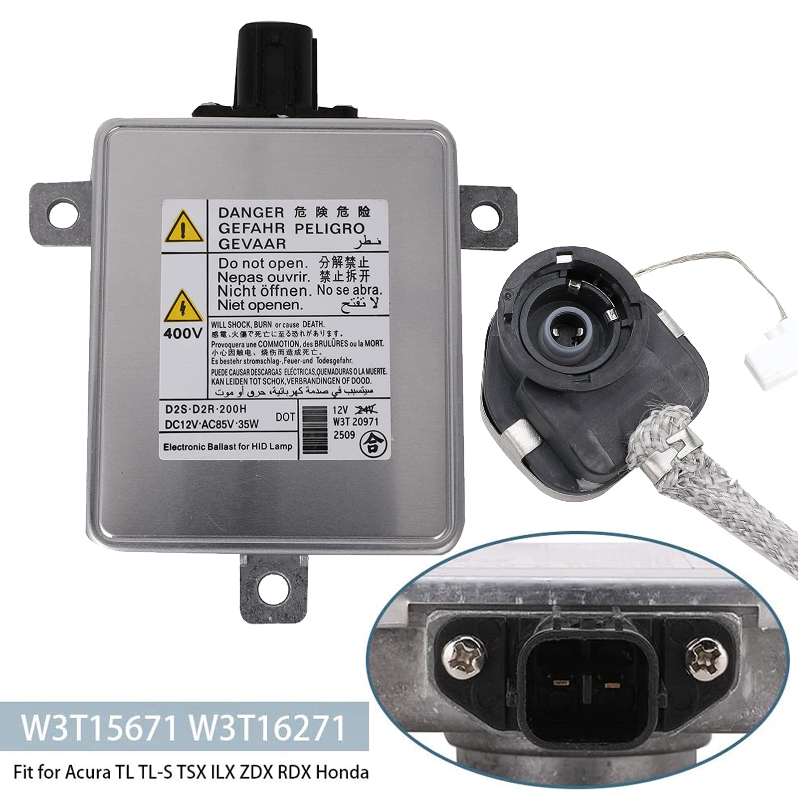 W3T19371 Xenon Hid Headlight Ballast W/ Igniter - Compatible With Acura Tl, Tl-S, Tsx, Zdx, Rdx, Mdx, Csx, Honda Cr-Z, Odyssey, Mazda Cx-5, Cx-9, 3, Mitsubishi Outlander - Replaces W3T15671 W3T16271