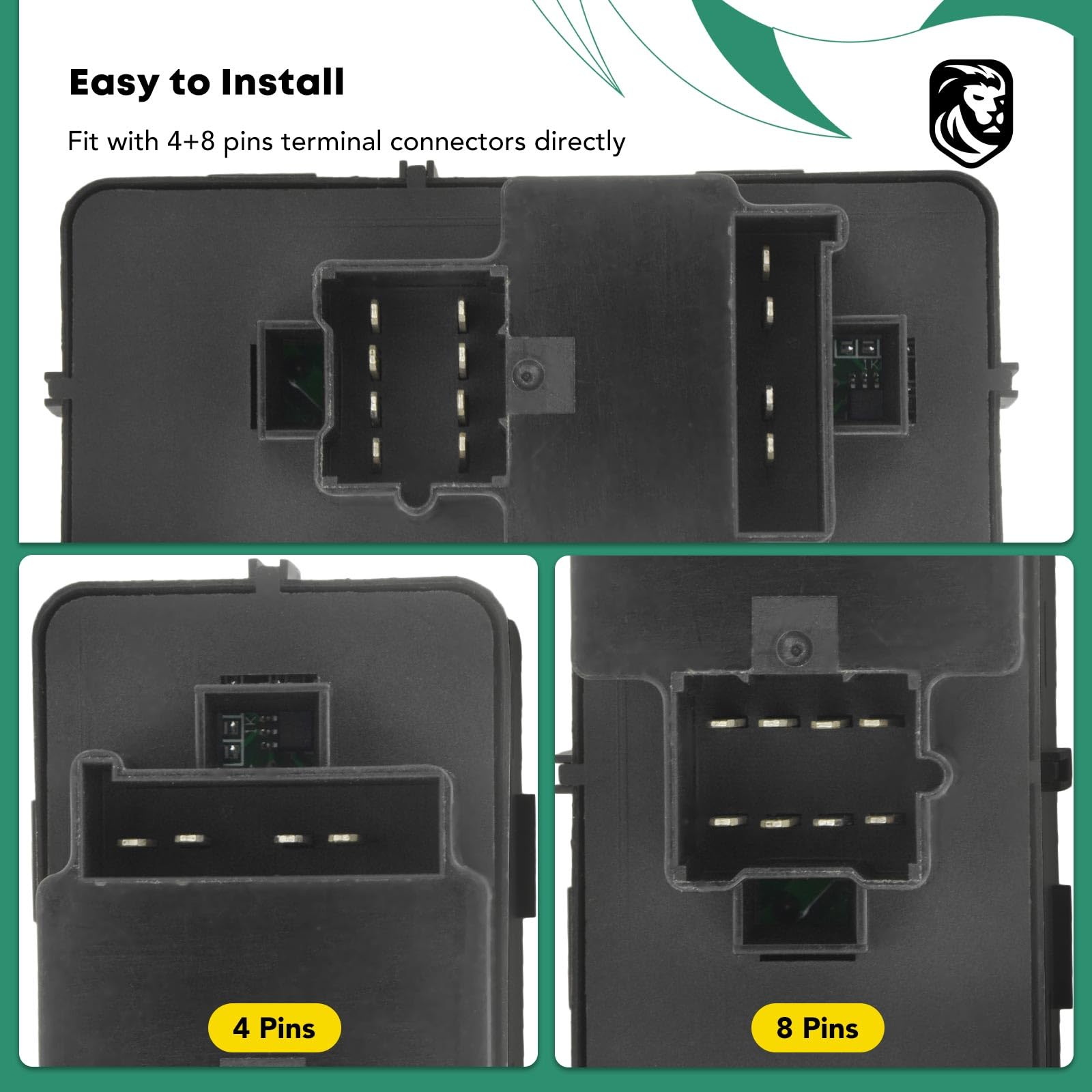 Yhtauto Master Power Window Switch Driver Side Replacement For 2000-2005 Chevrolet Impala, 2002-2003 Buick Rendezvous, 4+8 Pins, One Auto Up And Down Window Control Switch