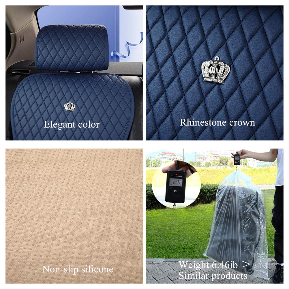 Red Rain Universal Seat Covers For Cars Leather Seat Cover With Crown Blue Car Seat Cover 2/3 Covered 11Pcs Fit Car/Auto/Suv (A-