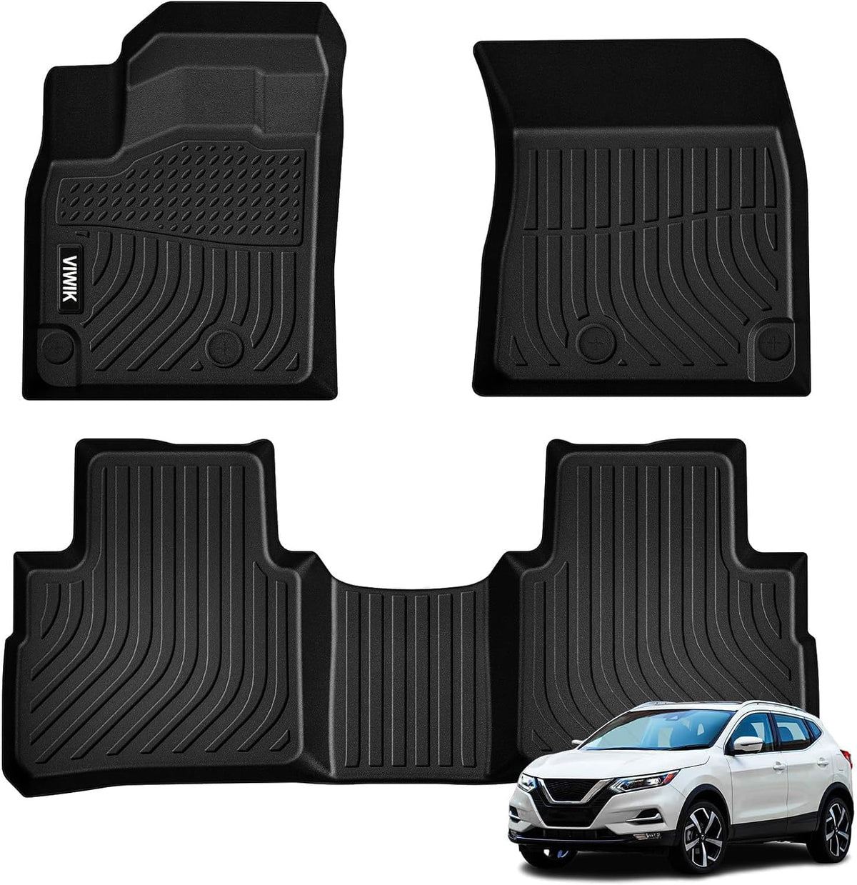 VIVIK Floor Mats for Nissan Rogue 2021 2022 2023 2024 2025 Full Set Car Mats, All-Weather Durable Easy to Clean, Car Floor Mats 