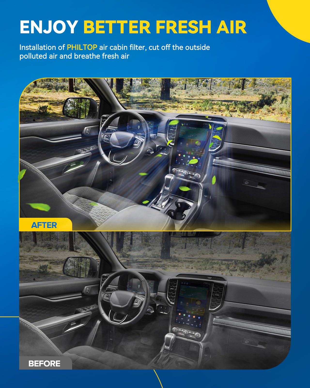 PHILTOP ACF032 (CF10733) Cabin Air Filter, Replacement for Cooper (2007-2015), Countryman (2011-2016), Paceman (2013-2016), Prem