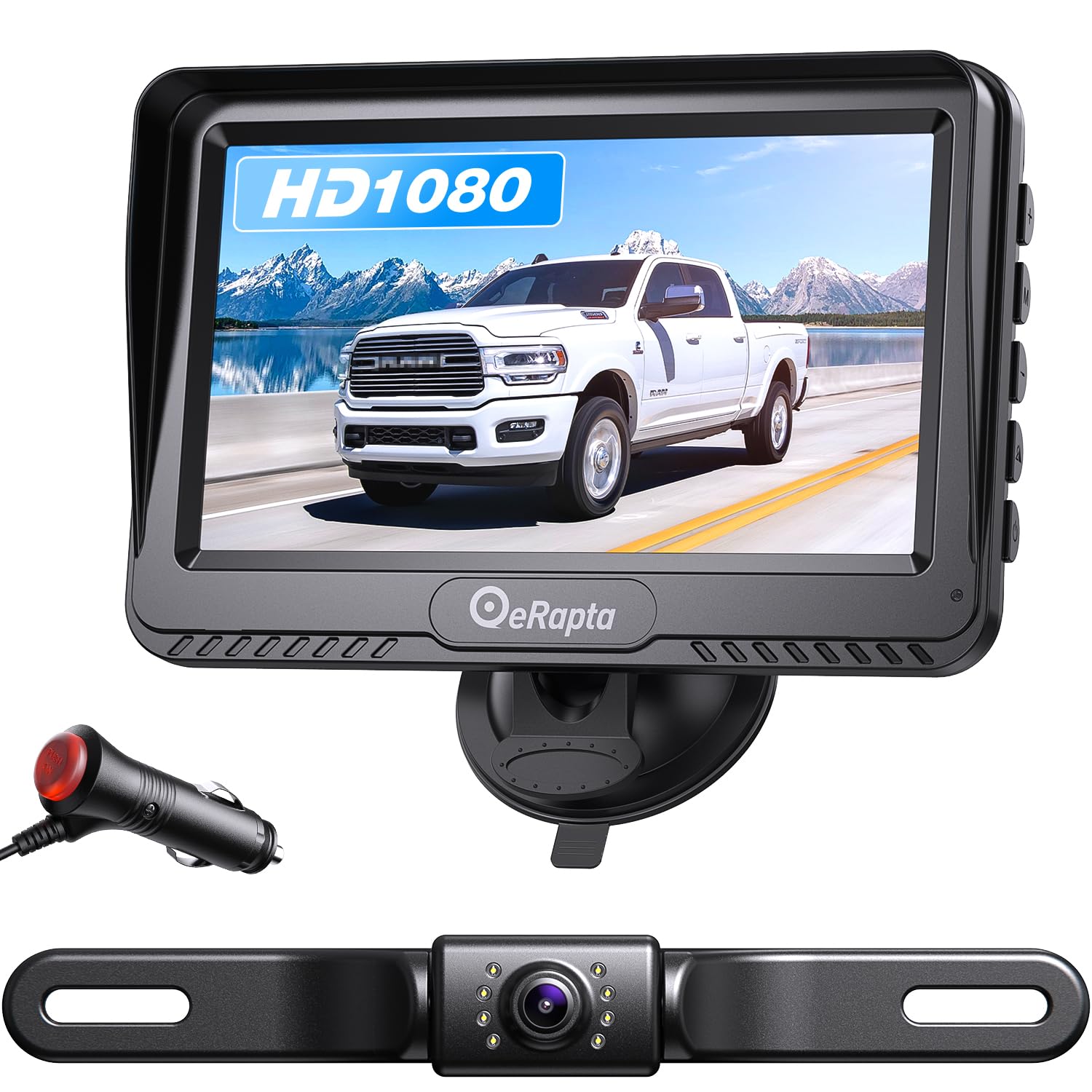 Erapta Backup Camera 4.3''Hd 1080P Front Rear View Monitor Kit Ip69 Waterproof Night Vision Diy Grid Lines For Car Trucks Rvs Tr
