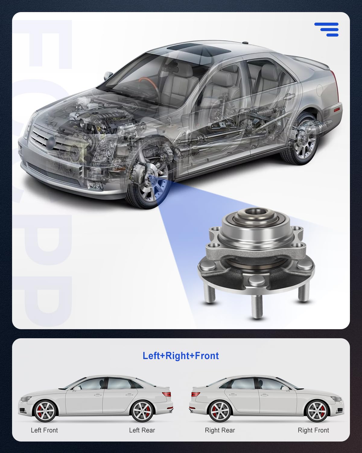 ECCPP Front Wheel Hub Bearing Assembly fit for 2003-2007 Infiniti G35 (RWD) 2003-2009 Nissan 350Z 5 Lugs w/ABS 513268