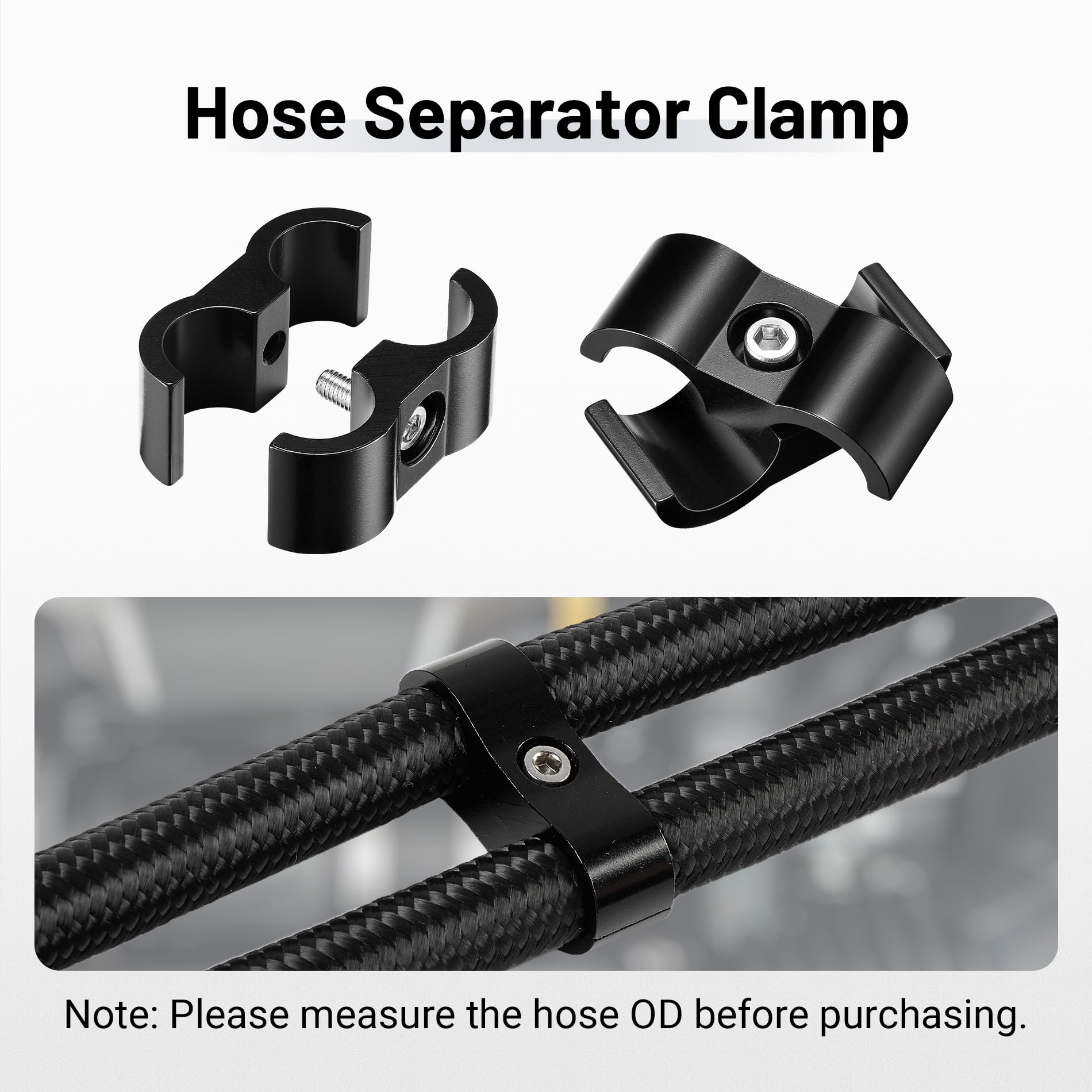 Evil Energy 4An Hose Separator Clamp, An4 Fuel Line Mounting Clamp Aluminum Black 10Pcs