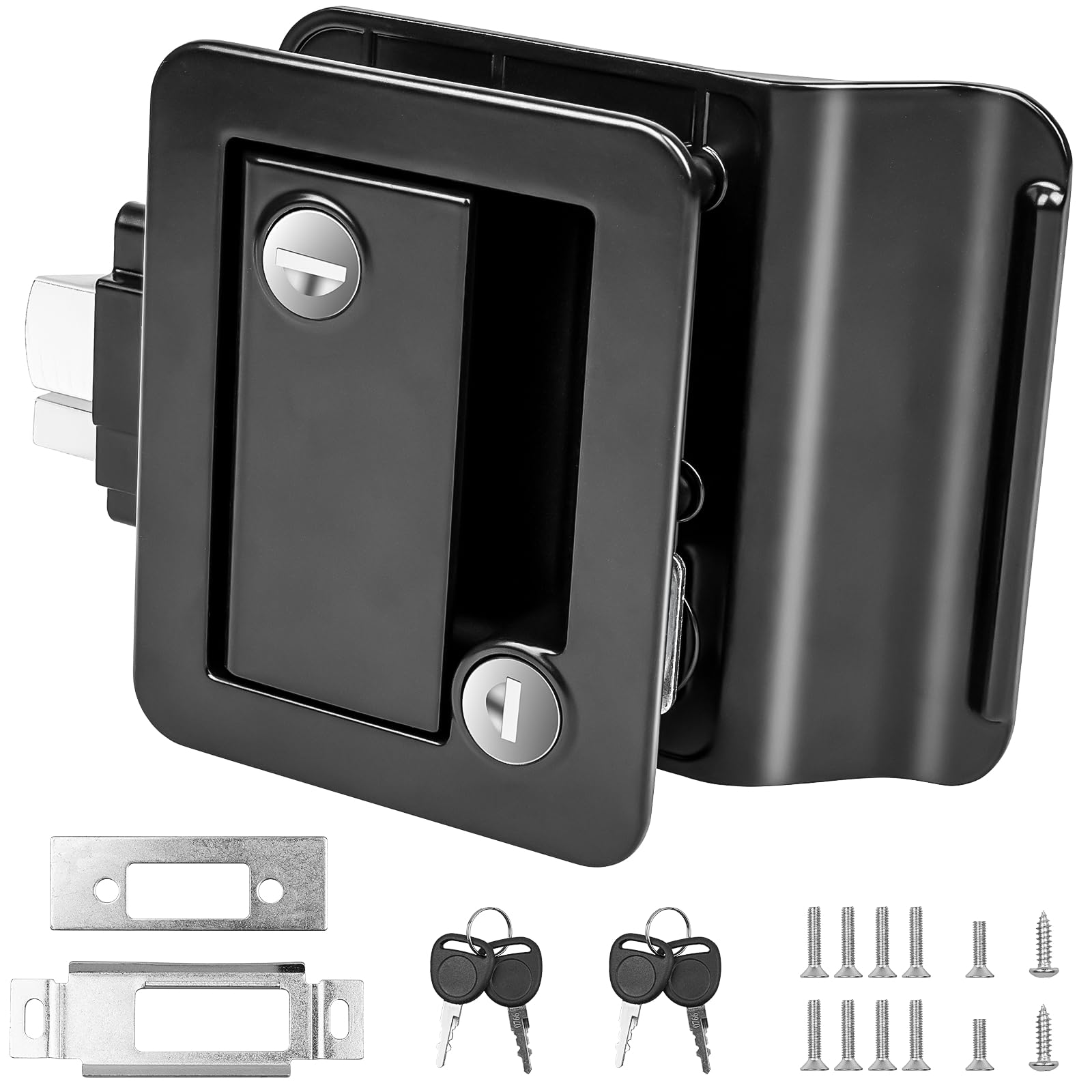 Siasky Black Rv Door Lock Replacement, Upgraded Rv Door Latch With Paddle Deadbolt 4 Keys, Camper Door Lock For Travel Trailers