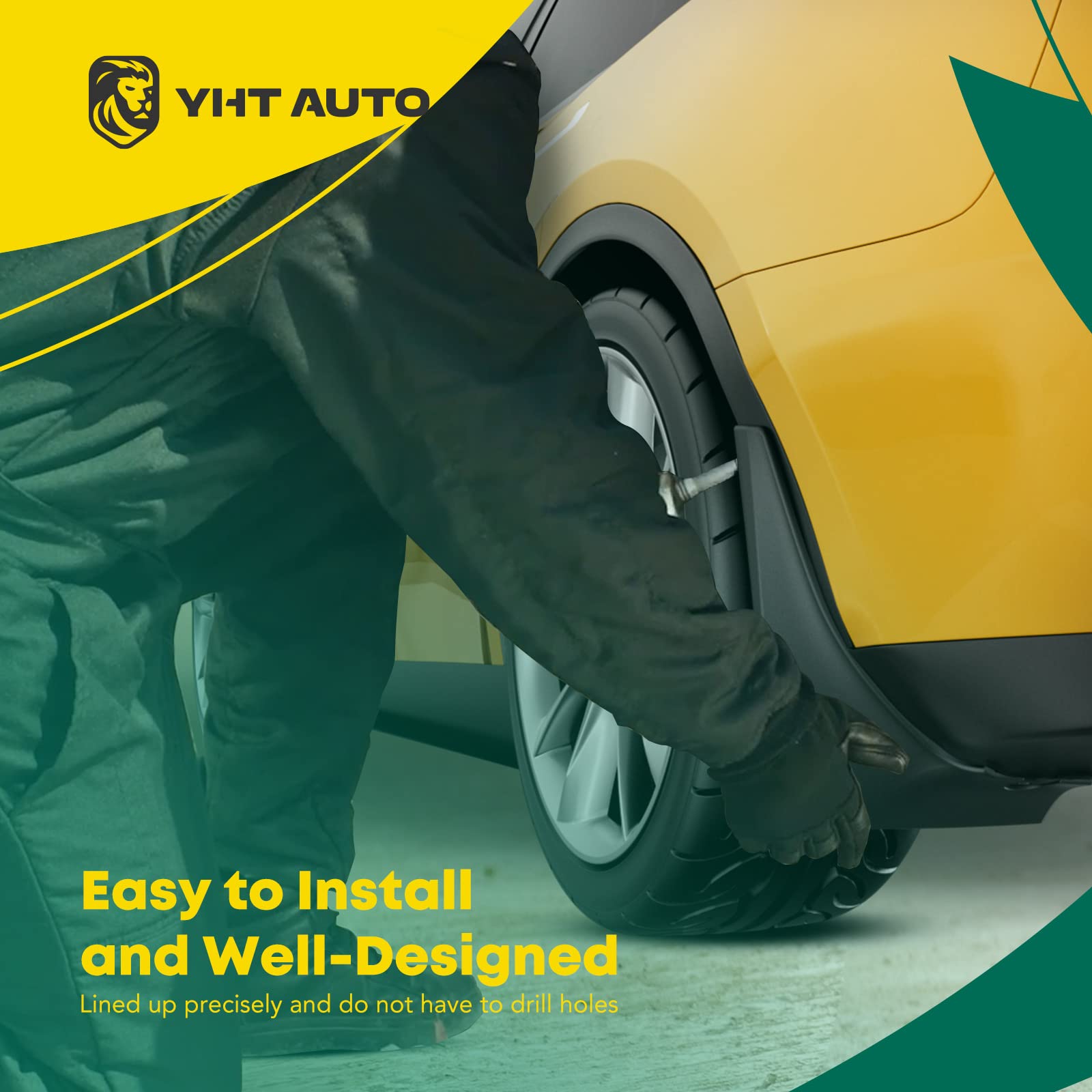 Yhtauto Set Of 4 Mud Flaps Splash Guards Accessories Replacement For Hummer H2 2003-2009, Front And Rear Lh Rh, Black