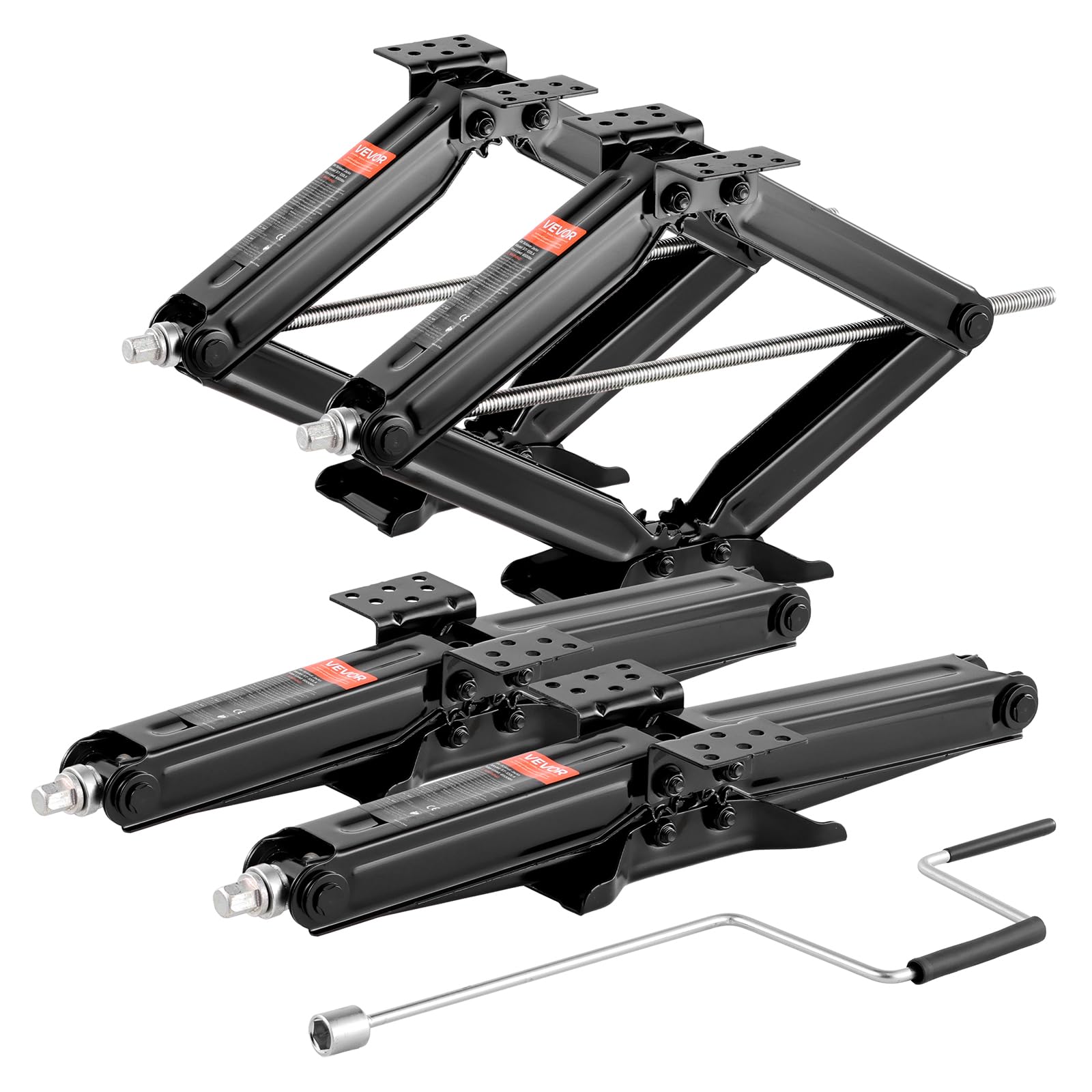 VEVOR 5000 lbs RV Scissor Jacks, 4-23.4 in RV Stabilizer Leveling Scissor Jacks, Set of 4, Heavy Duty Stabilizer Jack with Crank