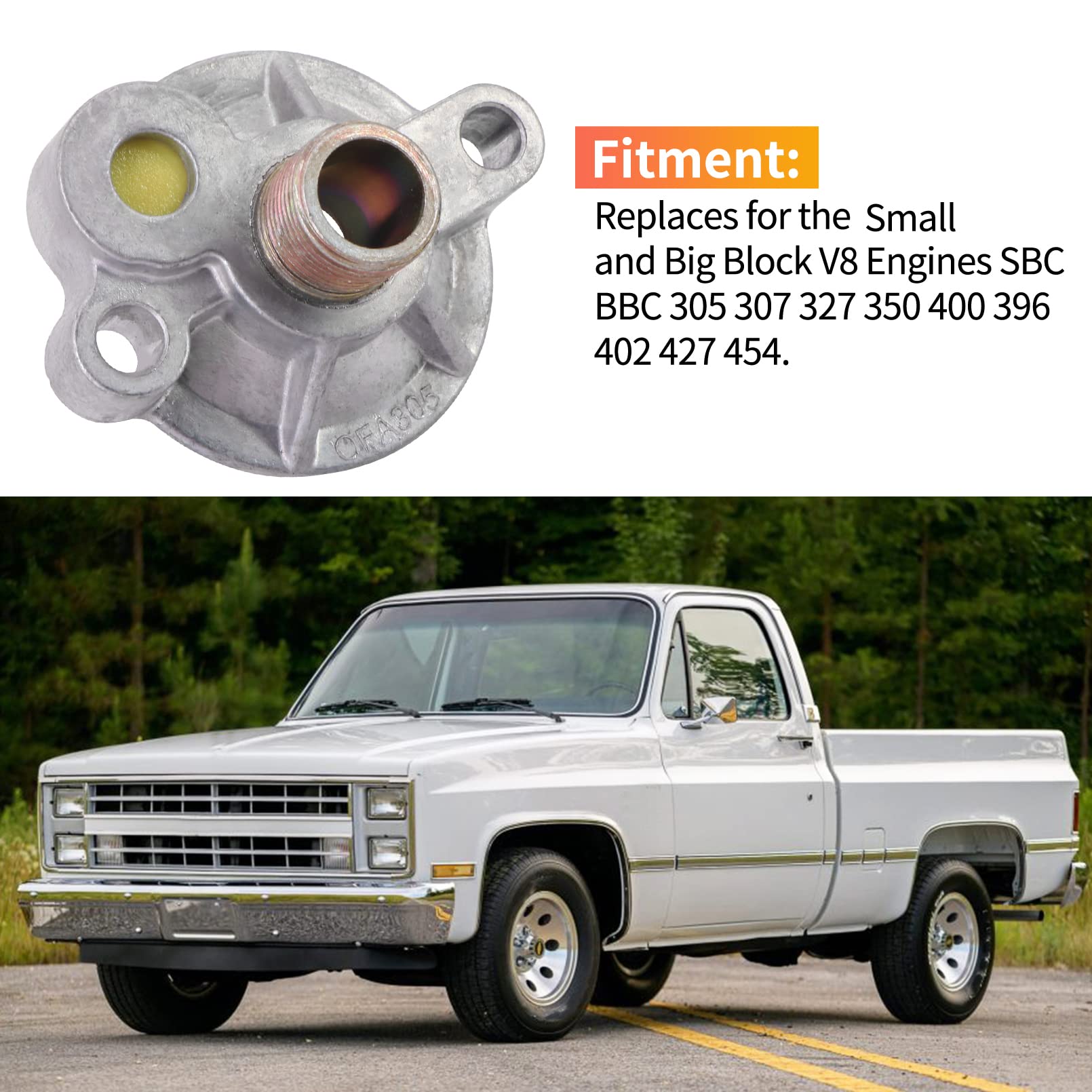 KIPA Oil Filter Adapter Replace for Small Block Chevy V8 Engines SBC BBC Spin On Bypass 305 307 327 350 400 396 402 427 454# 395