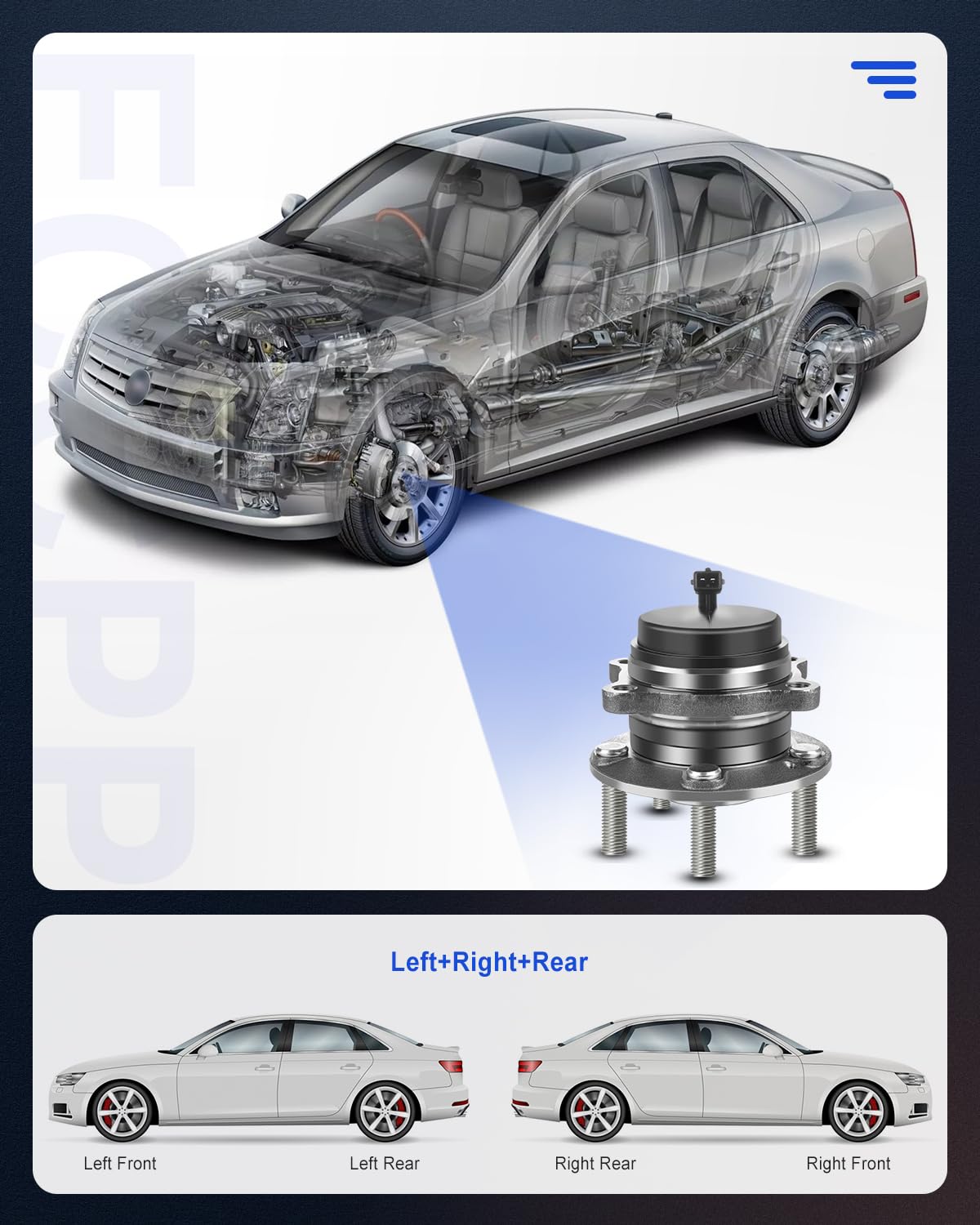 ECCPP Replacement for Wheel Bearing Hub 512326 Hub Bearing Assembly Hub Assemblies Rear Axle 5 Lugs W/ABS Sensor for Hyundai San