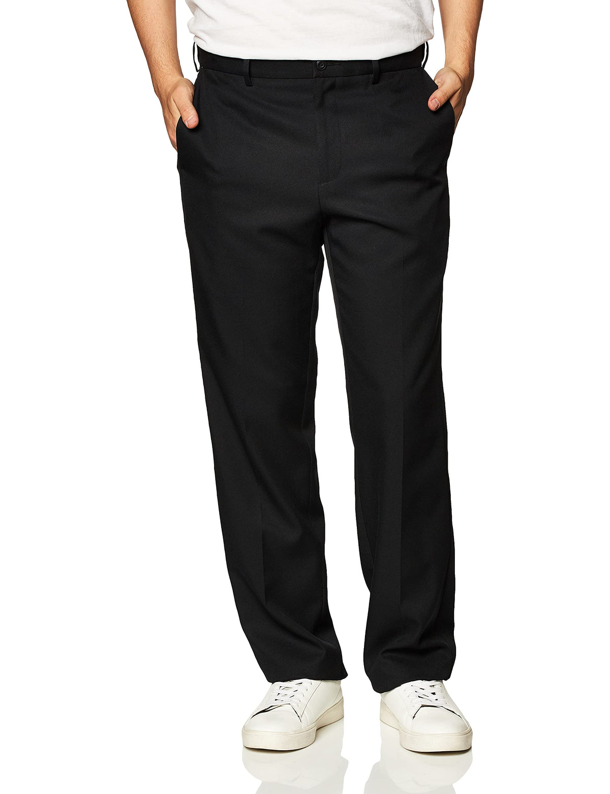 Pga Tour Mens Flat Front Golf Pant With Expandable Waistband, Caviar, 32W X 30L