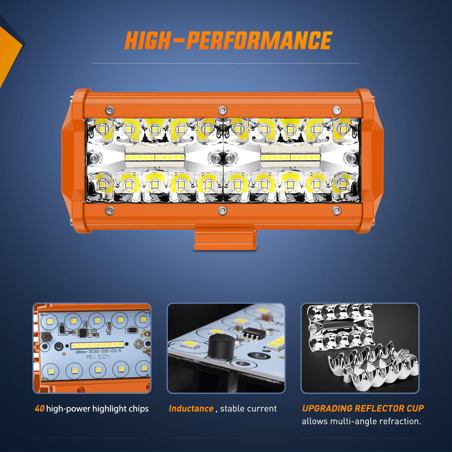 Nilight Led Light Bar 2Pc 6.5Inch 120W Flood Spot Combo Triple Row Driving Lamp Roof Bumper Off Road Work Lights For Van Camper