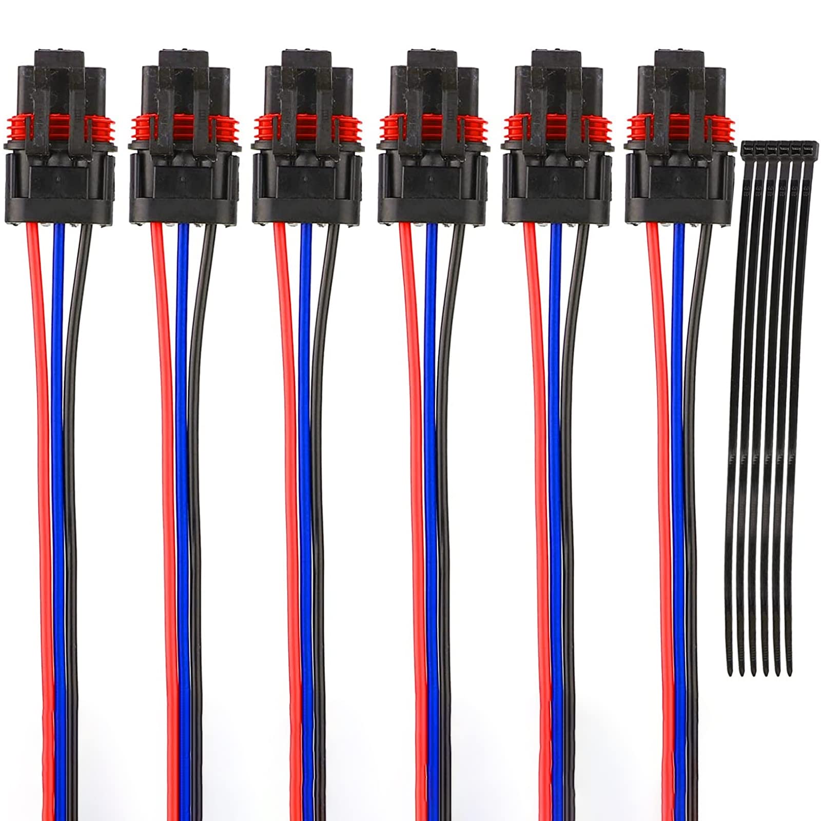 12Awg Pulse Power Plug Pigtail Connector Compatible With 2018 2019 2020 2021 Polaris Ranger Xp 1000 /Rzr Rs1 Pro General - Bus Bar Harness Pigtail Connectors 6Pcs (6 Pcs)