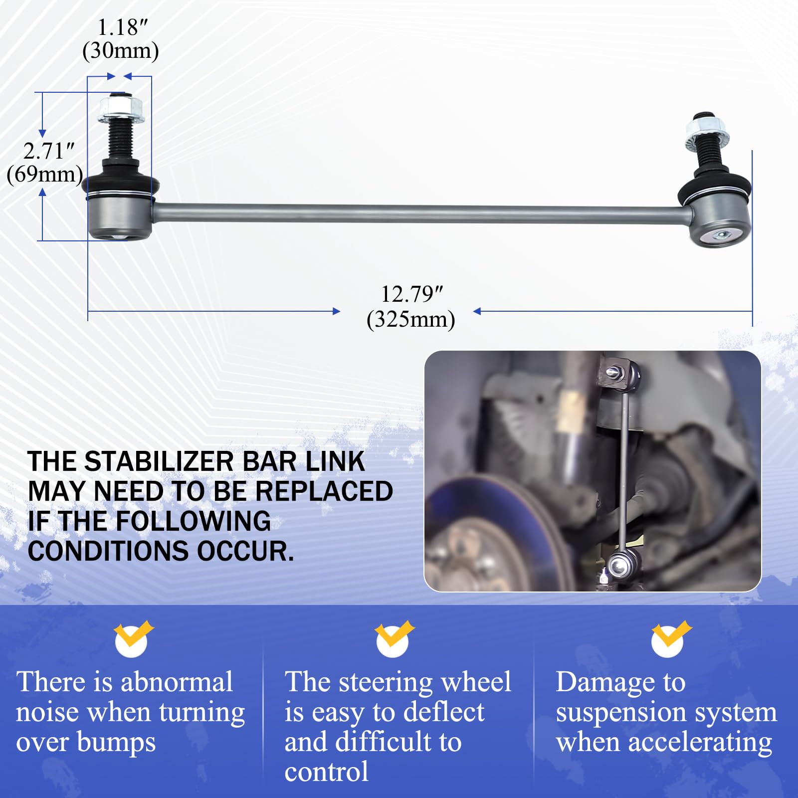 Zinc-Nickel Alloy Front Stabilizer Sway Bar Links For 2005-2009 Chevy Equinox,2006-2009 Pontiac Torrent,2002-2007 Saturn Vue Rep