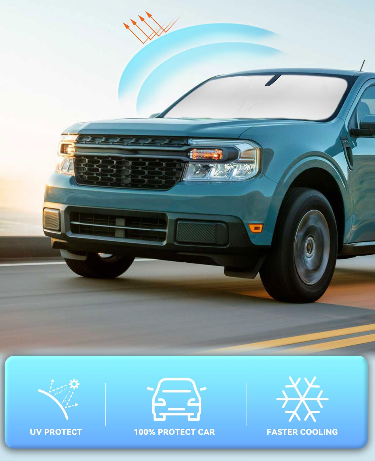 Windshield Sun Shade Car Sunshade For Ford Maverick Accessories 2022 2023 2024 2025 Windshield Sun Visor Cover For Maverick Fron