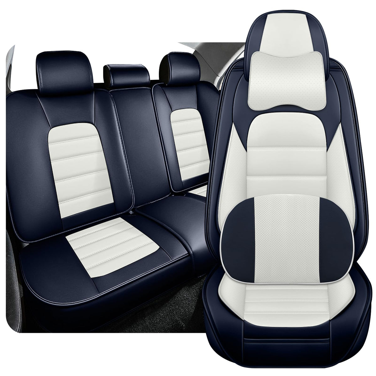 Seat Cushion Cover Custom Fit for 2007-2024 Chevy Silverado GMC Sierra 1500 2500HD 3500HD, Napa Leather Truck Seat Protectors, F