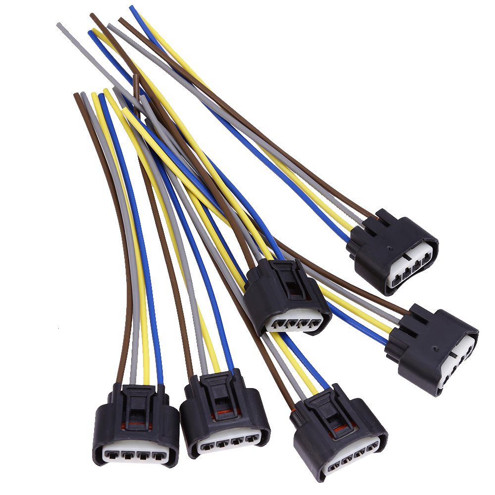 Saihisday 90980-11885 Ignition Coil Connector Plug Harness Replacement for Toyota Lexus 4-Way Female (Pack of 6)