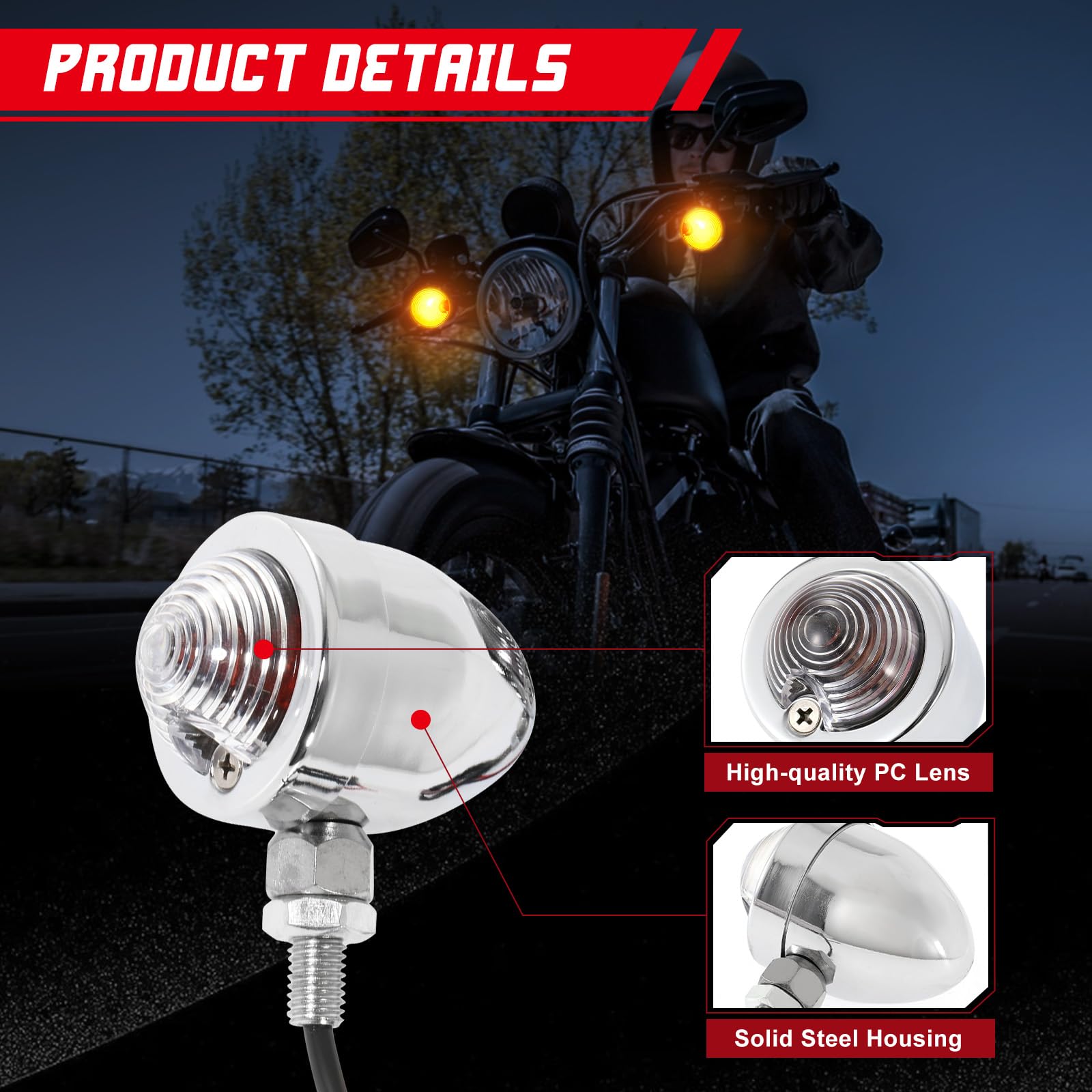 Innoglow Motorcycle Turn Signal Lights 2Pcs Bullet Front Rear Turn Signals Indicator Blinkers Amber Lights Fits For Harley Suzuk