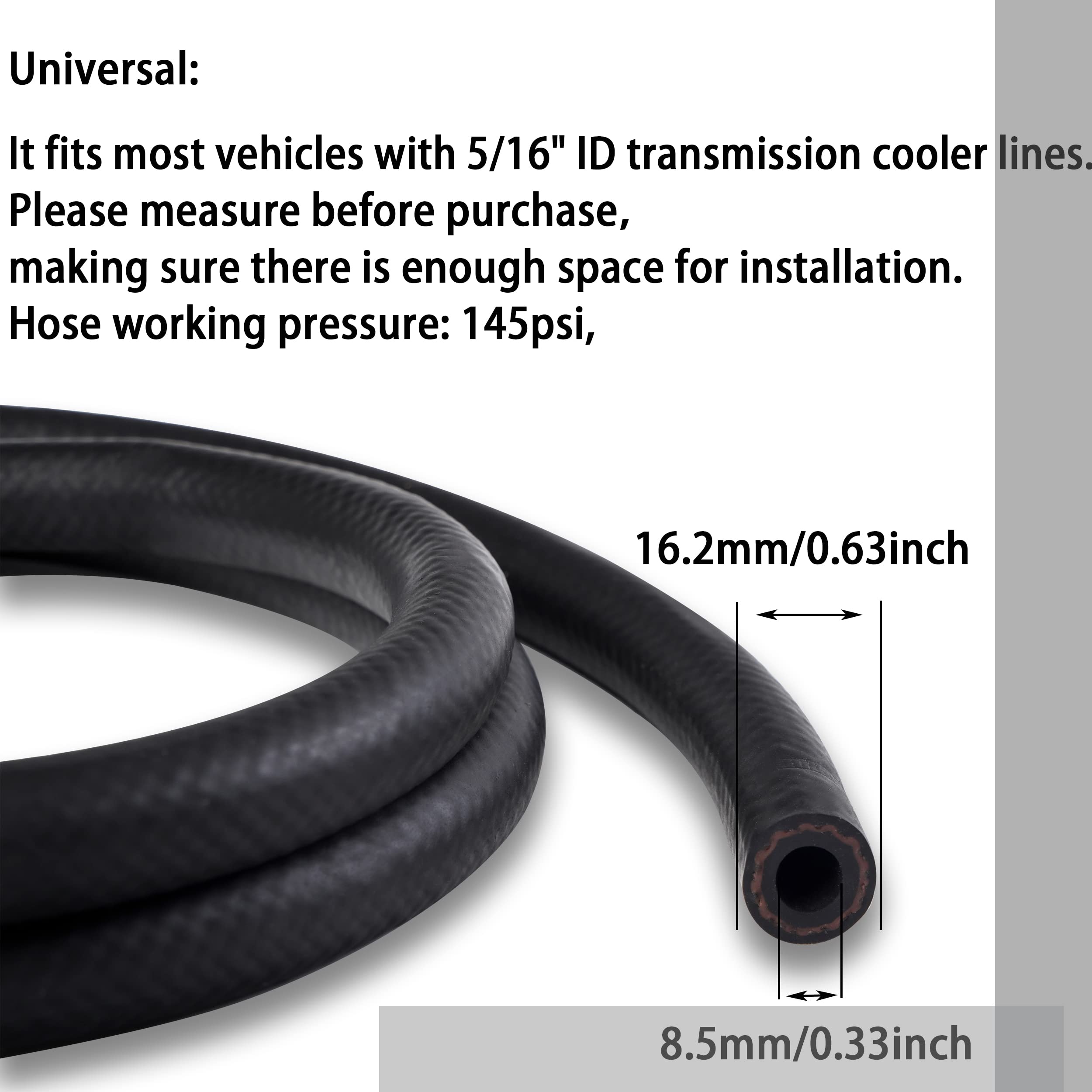 ACmango 6 Pass Ultra-Cool Tube and Fin Transmission Cooler Universal 5/16'' Oil Cooler Kit 403 Aluminium Black??