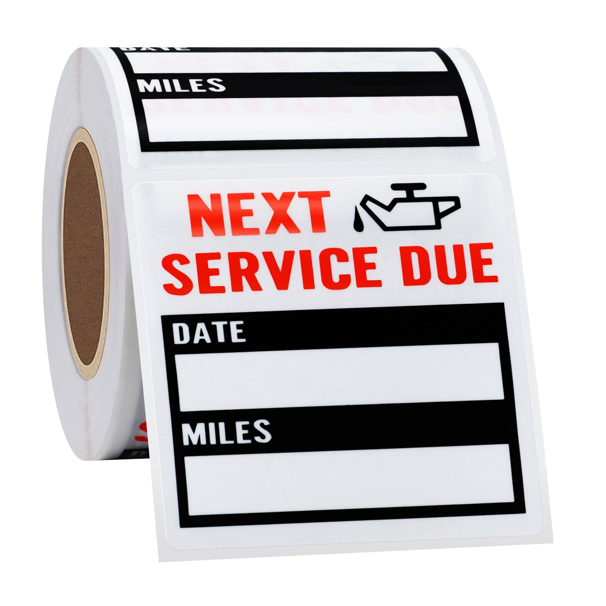 Hybsk 200Pcs Transparent Oil Change/Service Reminder Stickers 2 ''X2 '' Premium Quality Clear Pet Oil Change Stickers (Black)