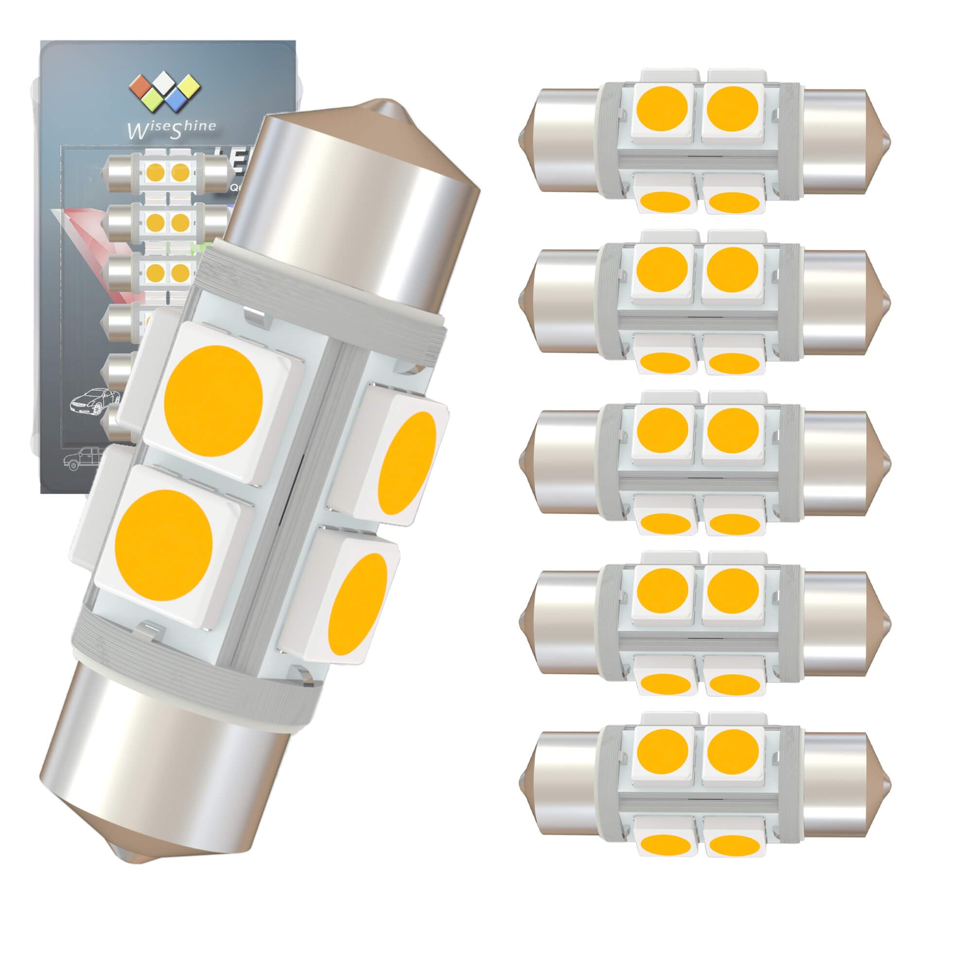 Wiseshine DC 24V 36mm 6418 LED Bulb 6411 C5W LED Car Bulbs Warm White for Marine Boat Interior Dome Reading Map Cargo Lights (Pa