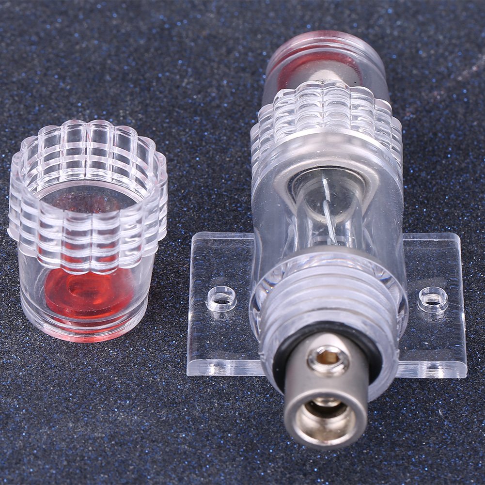 Qiilu 60A Circuit Breaker Reset, Car Auto Vehicle Stereo Audio Agu Box Holder Block 8 Gauge Wire With 4Pcs 60Amp For 12V Dc Car Audio Stereo Switch