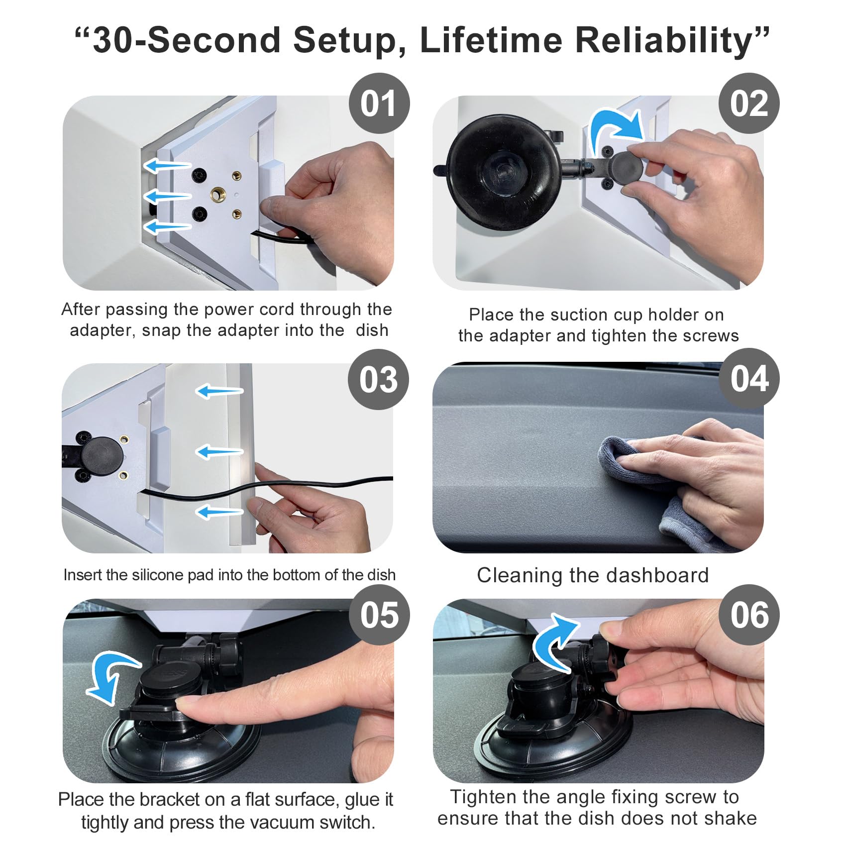 Gitaobac Starlink Mini Car Mount for Dashboard, Sticky Suction Base, 90 Angle-Adjustable, Starlink Mini Mounting Kit, Car Suctio