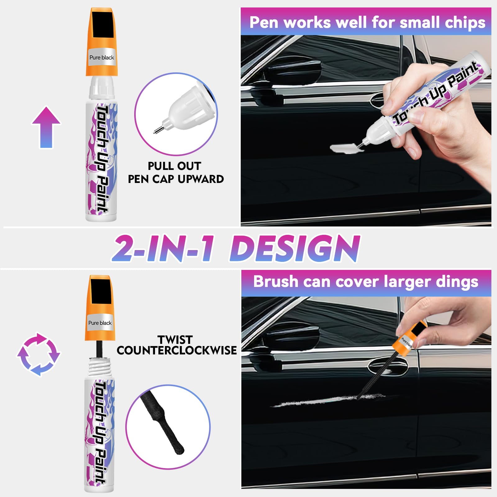 Touch Up Paint for Cars, Car Paint Scratch Repair, Quick & Easy Solution to Erase Scratches, 0.4 fl oz (Silver)