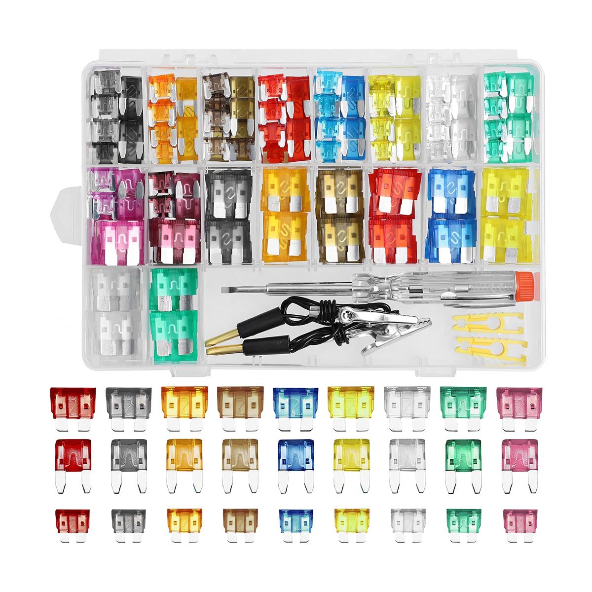 Mandark 306Pcs Car Fuses Assortment Kit, Mixed Vehicle Blade Fuses - Standard & Mini & Low Profile Mini Fuse (2A 5A 7.5A 10A 15A